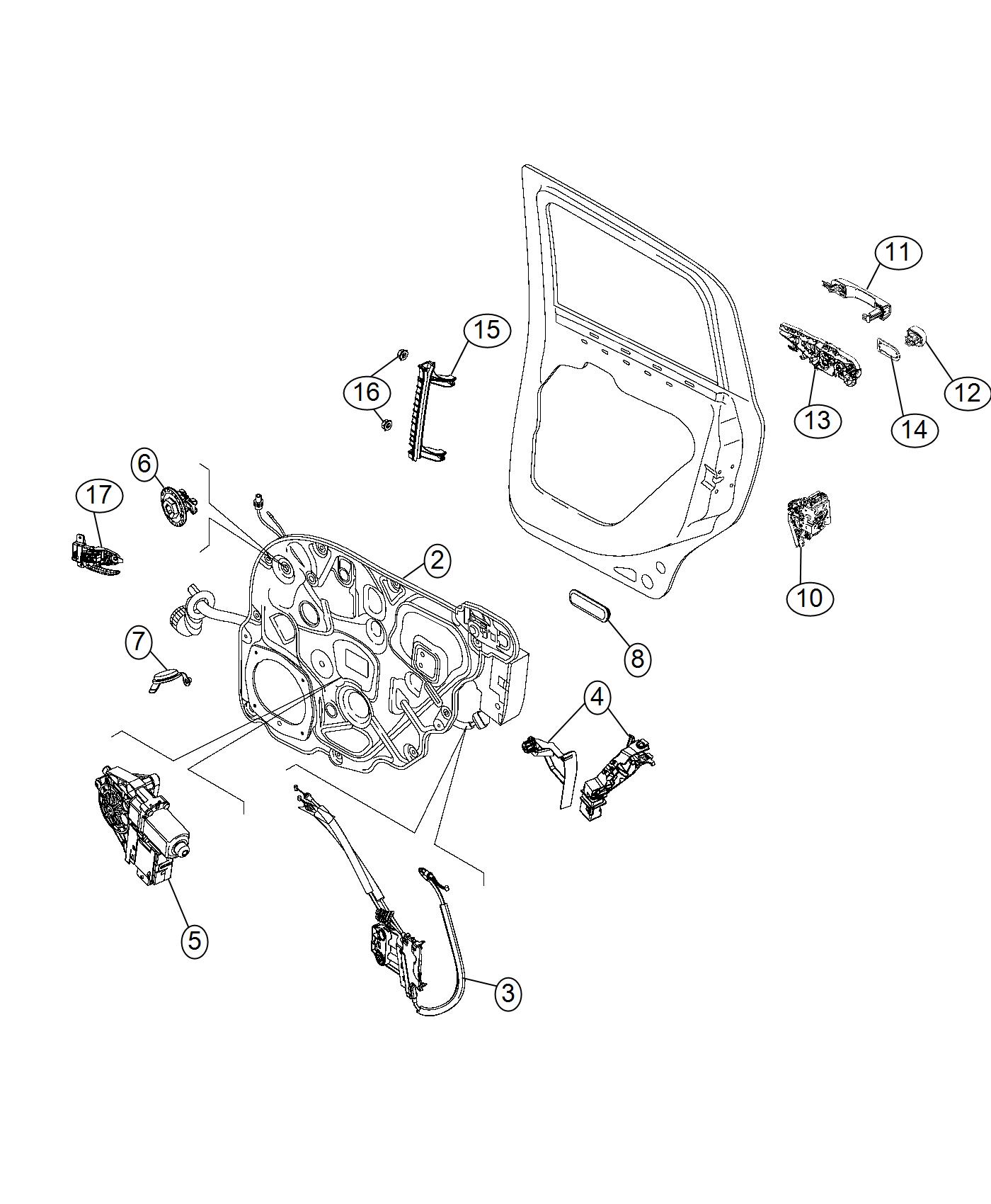 Diagram Rear Door, Hardware Components. for your 2001 Chrysler 300  M 