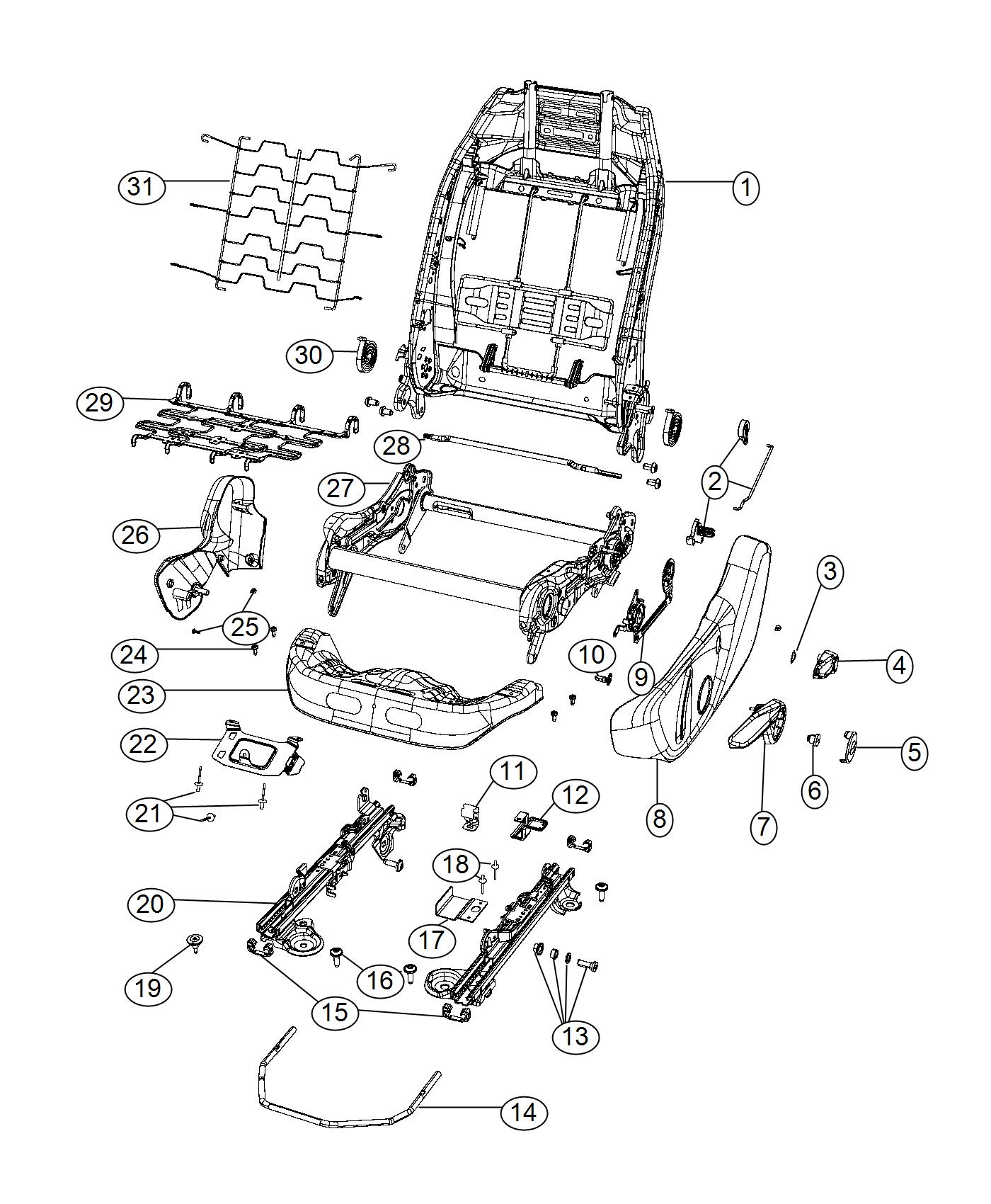 Adjusters, Recliners and Shields - Driver Seat - Manual. Diagram