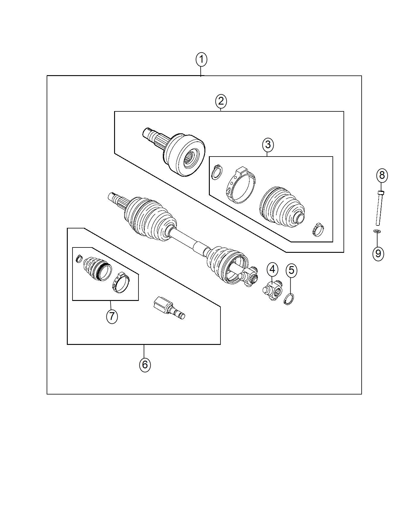 Diagram Shafts, Axle. for your 2009 Dodge Grand Caravan   