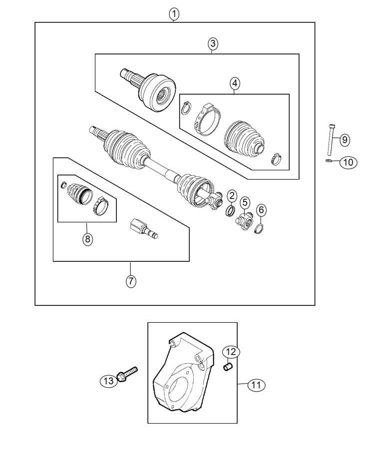 Diagram Shafts, Axle 1.4L [1.4L I4 MultiAir Turbo Engine]. for your Jeep