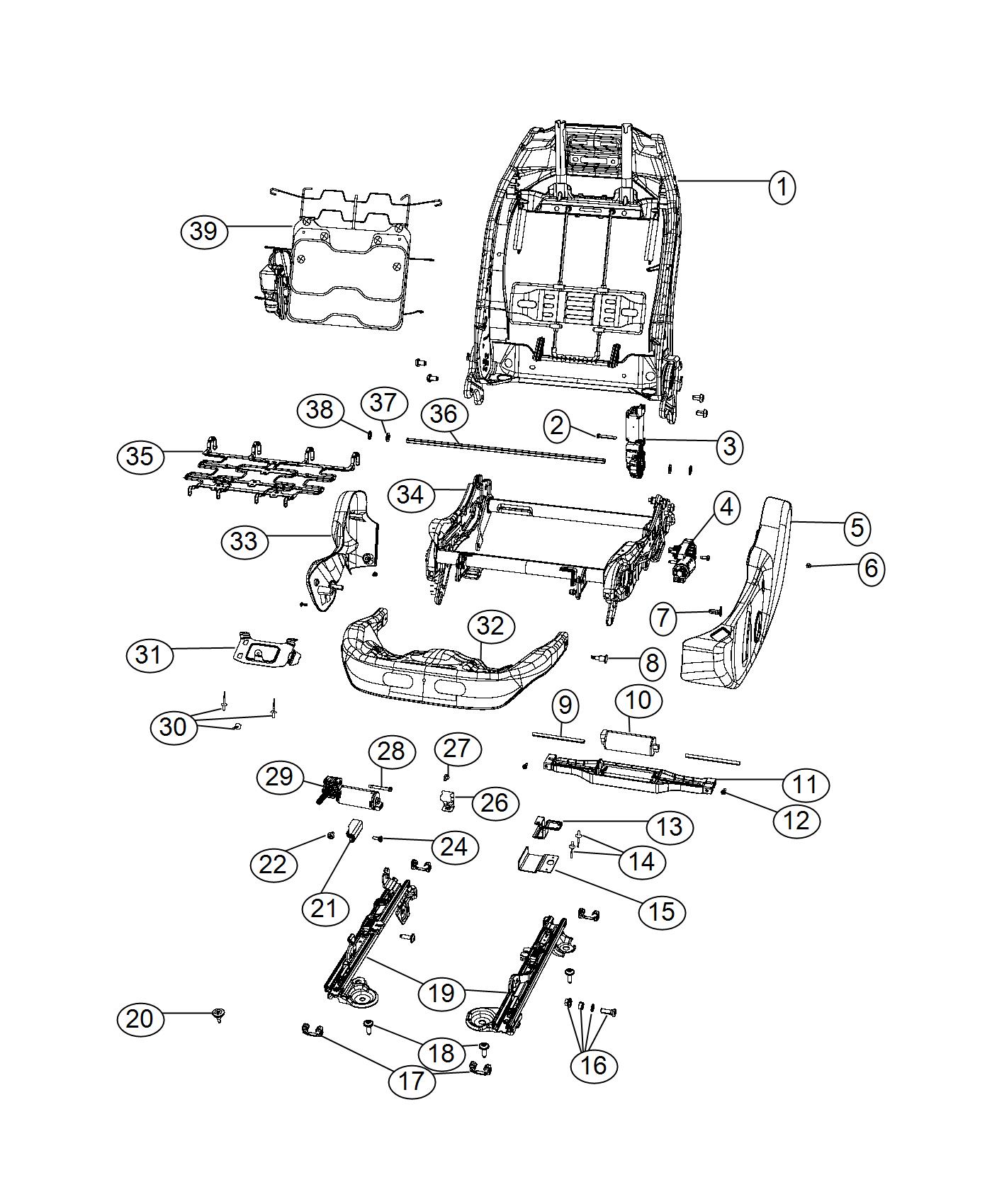 Adjusters, Recliners and Shields - Driver Seat - Power. Diagram