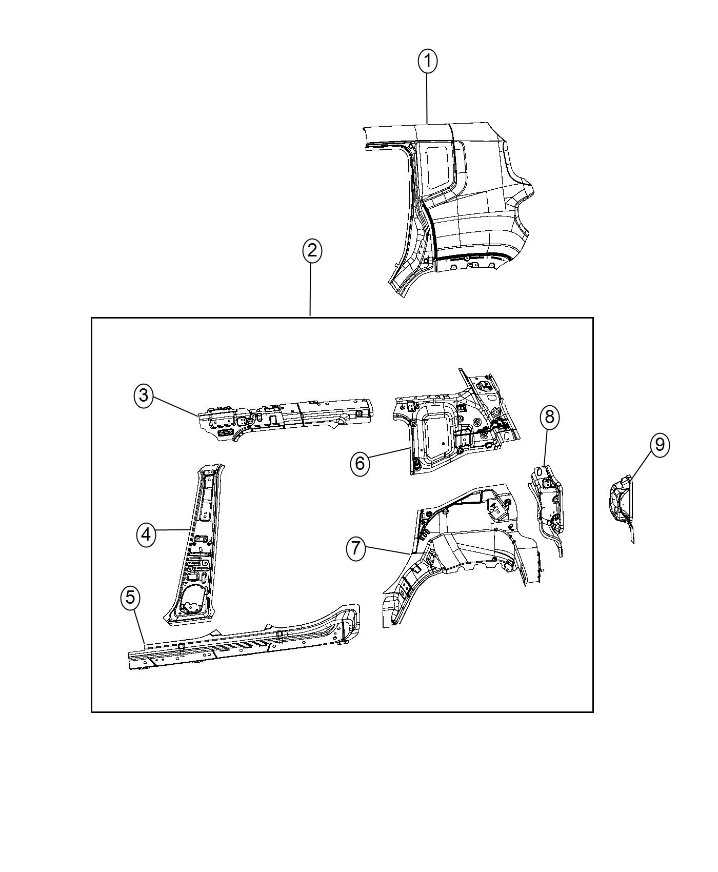 Diagram Quarter Panel. for your 2001 Chrysler 300  M 