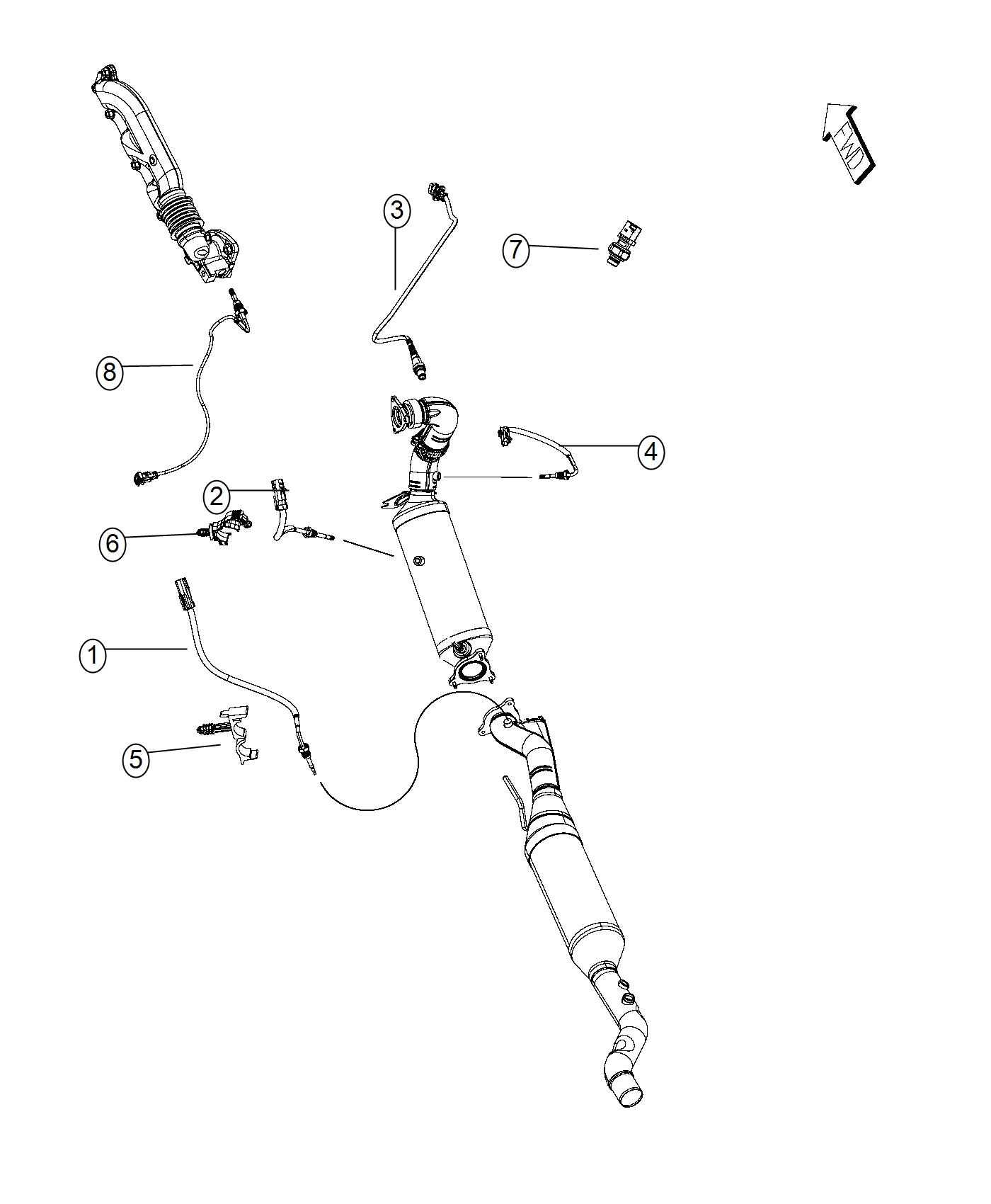 Sensors, Oxygen and Exhaust Temp. Diagram