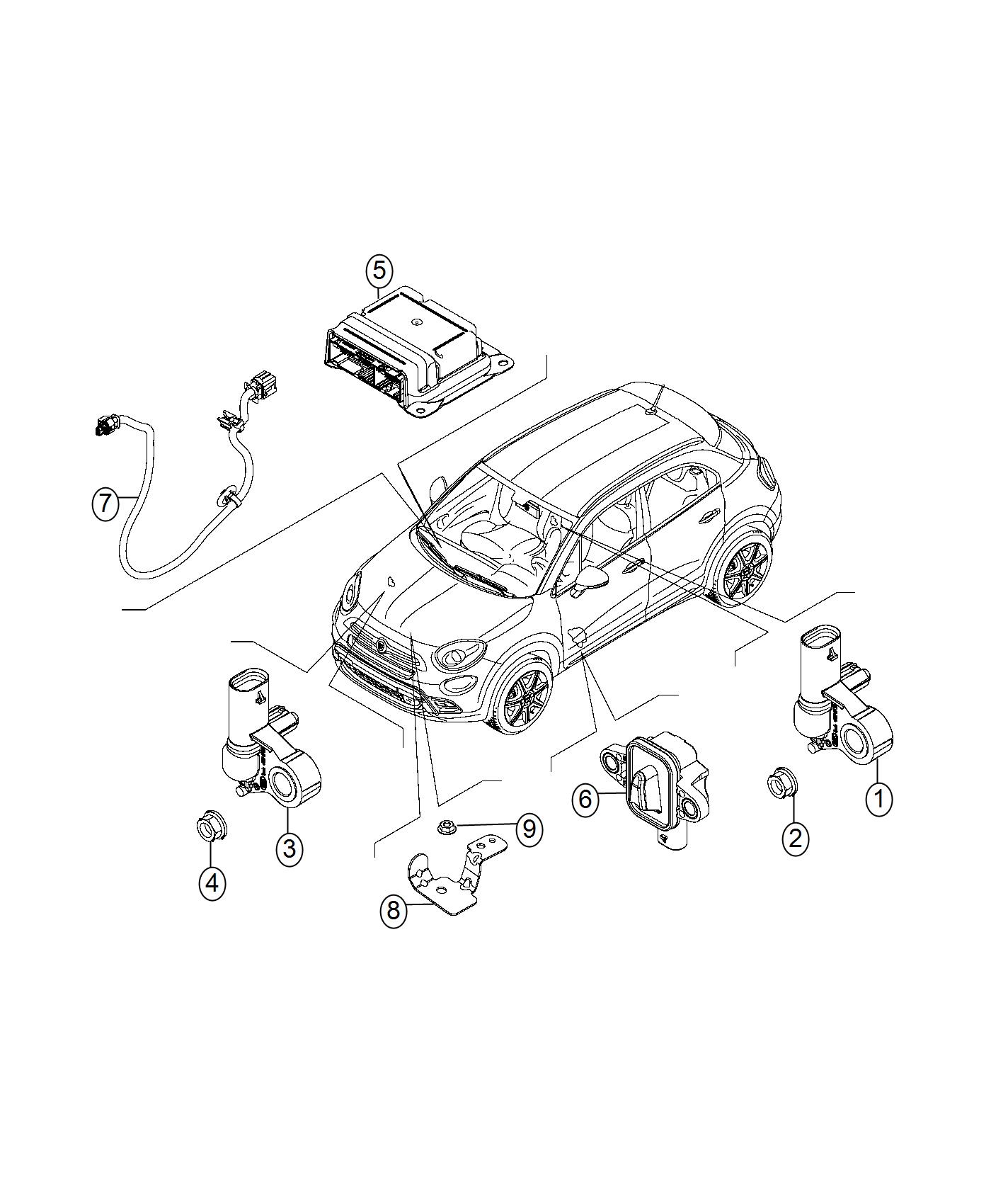 Diagram Module, Impact Sensor and Air Bag Control. for your Fiat 500X  