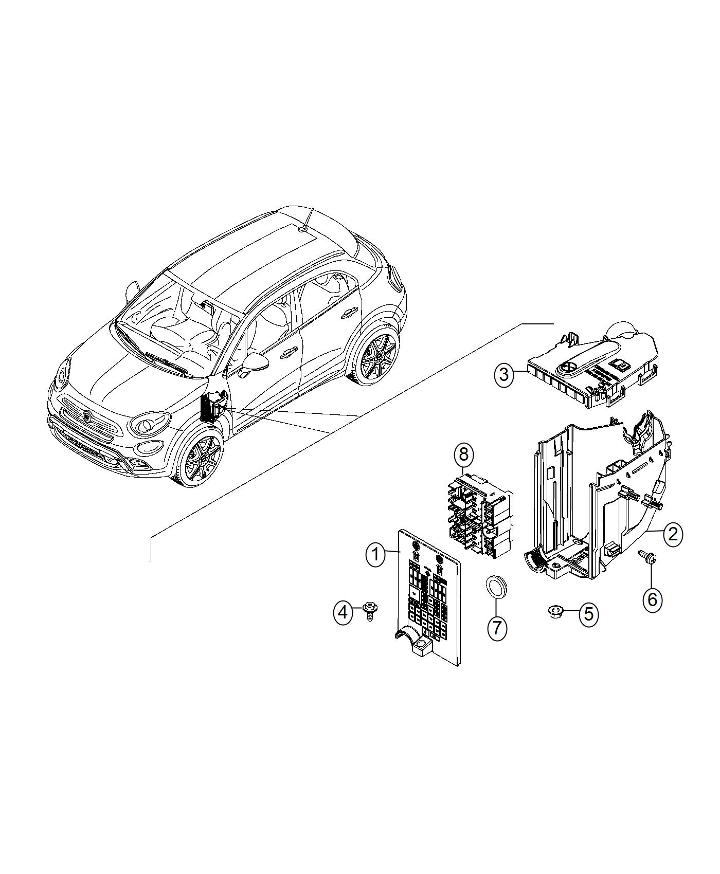 Diagram Compartment, Power Distribution Cover, Fuses In Engine. for your 2017 Ram PROMASTER CITY WAGON   