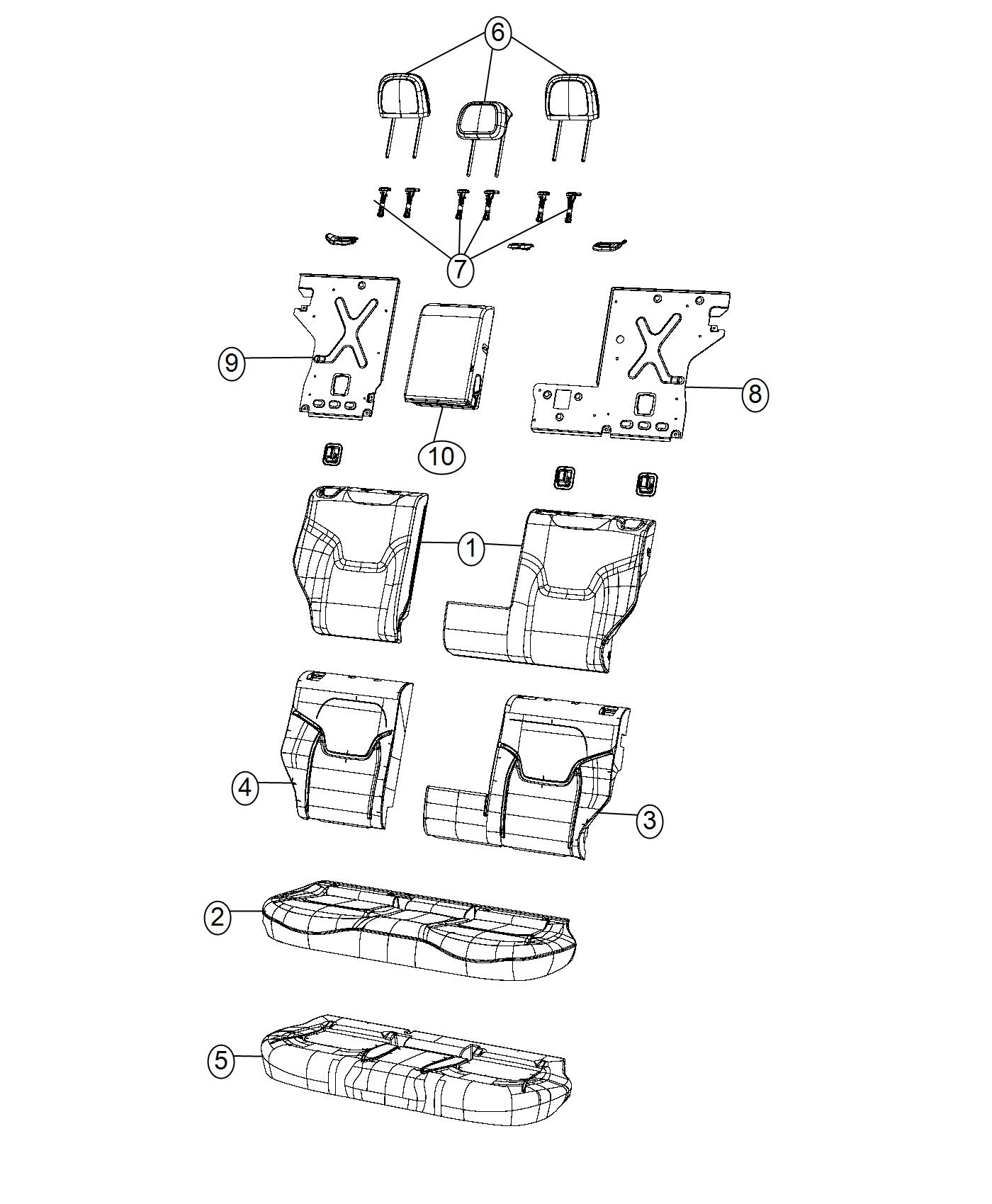 Rear Seat - Split - Trim Code [Diesel Gray/Citrus]. Diagram