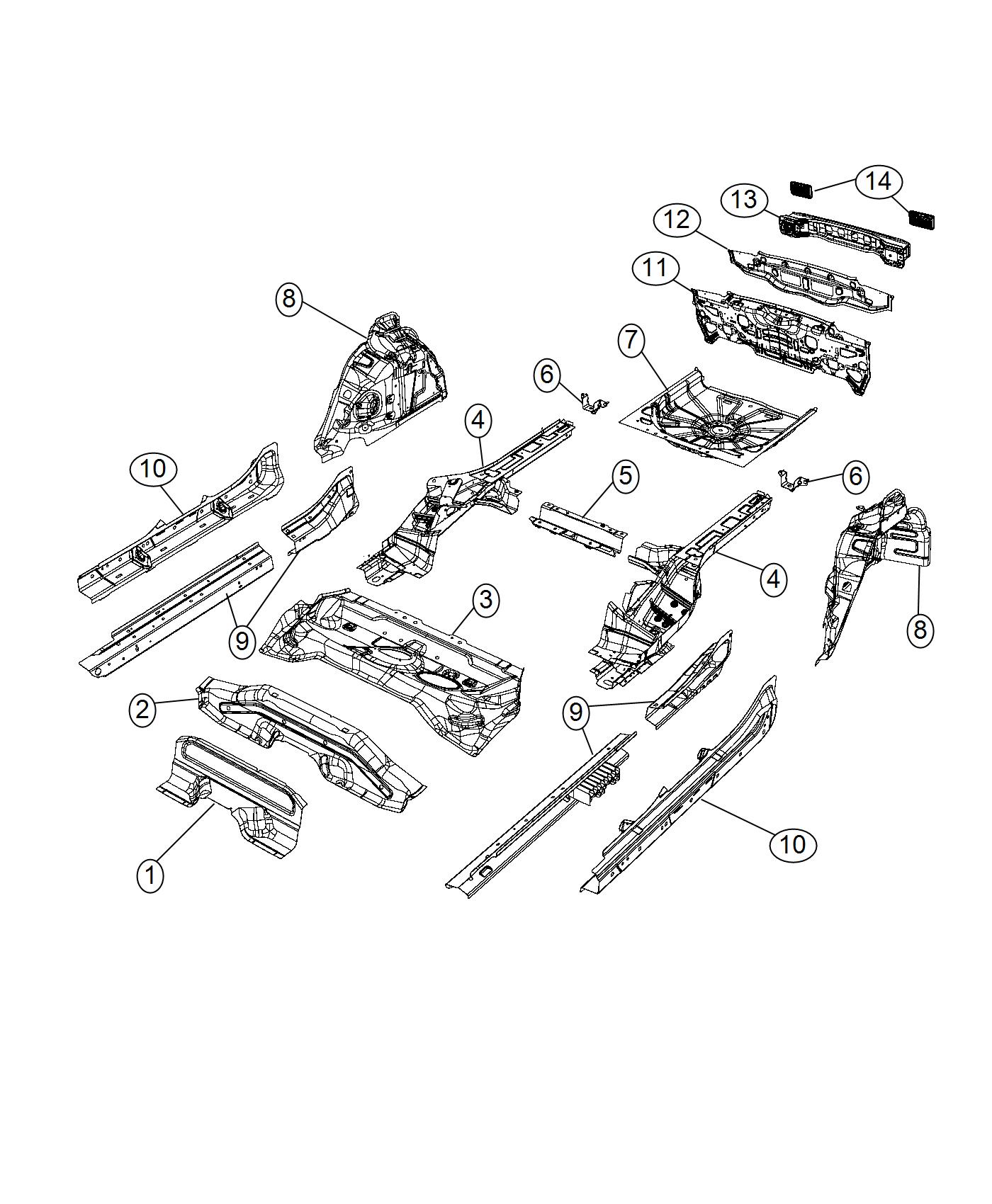 Diagram Rear Floor Pan. for your 2003 Chrysler 300  M 