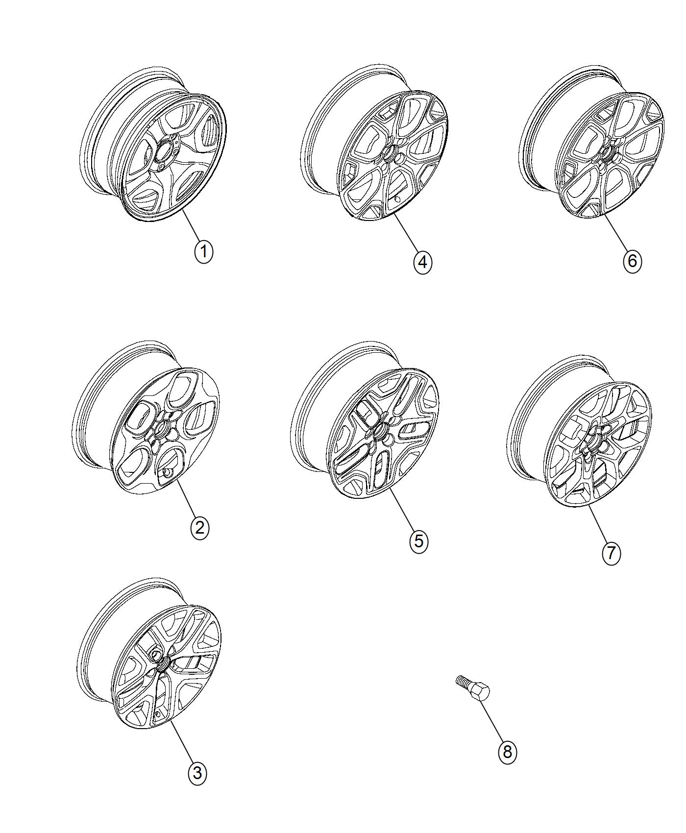 Diagram Wheels and Hardware. for your Jeep Renegade  