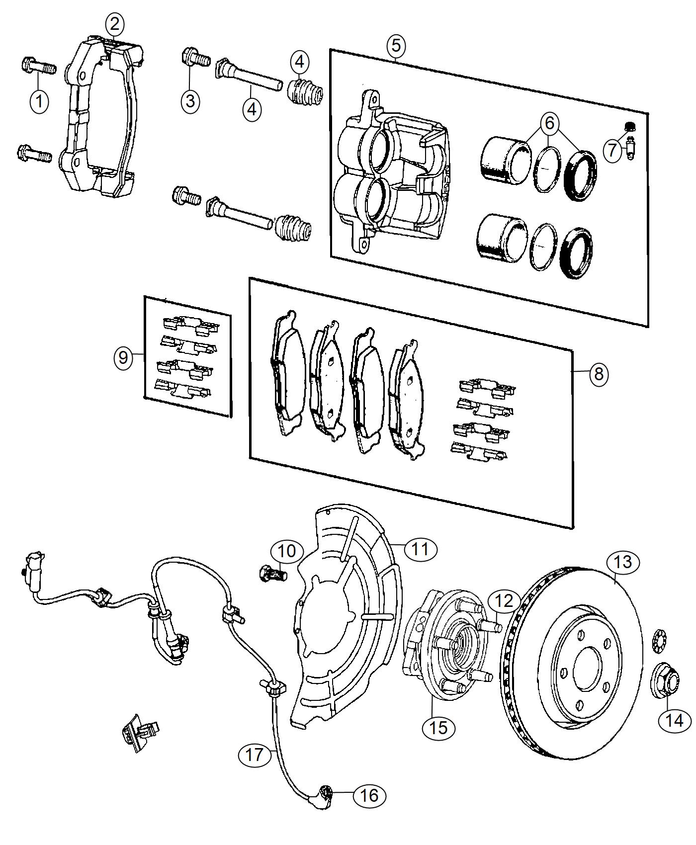 Diagram Brakes, Front. for your 2001 Chrysler 300  M 