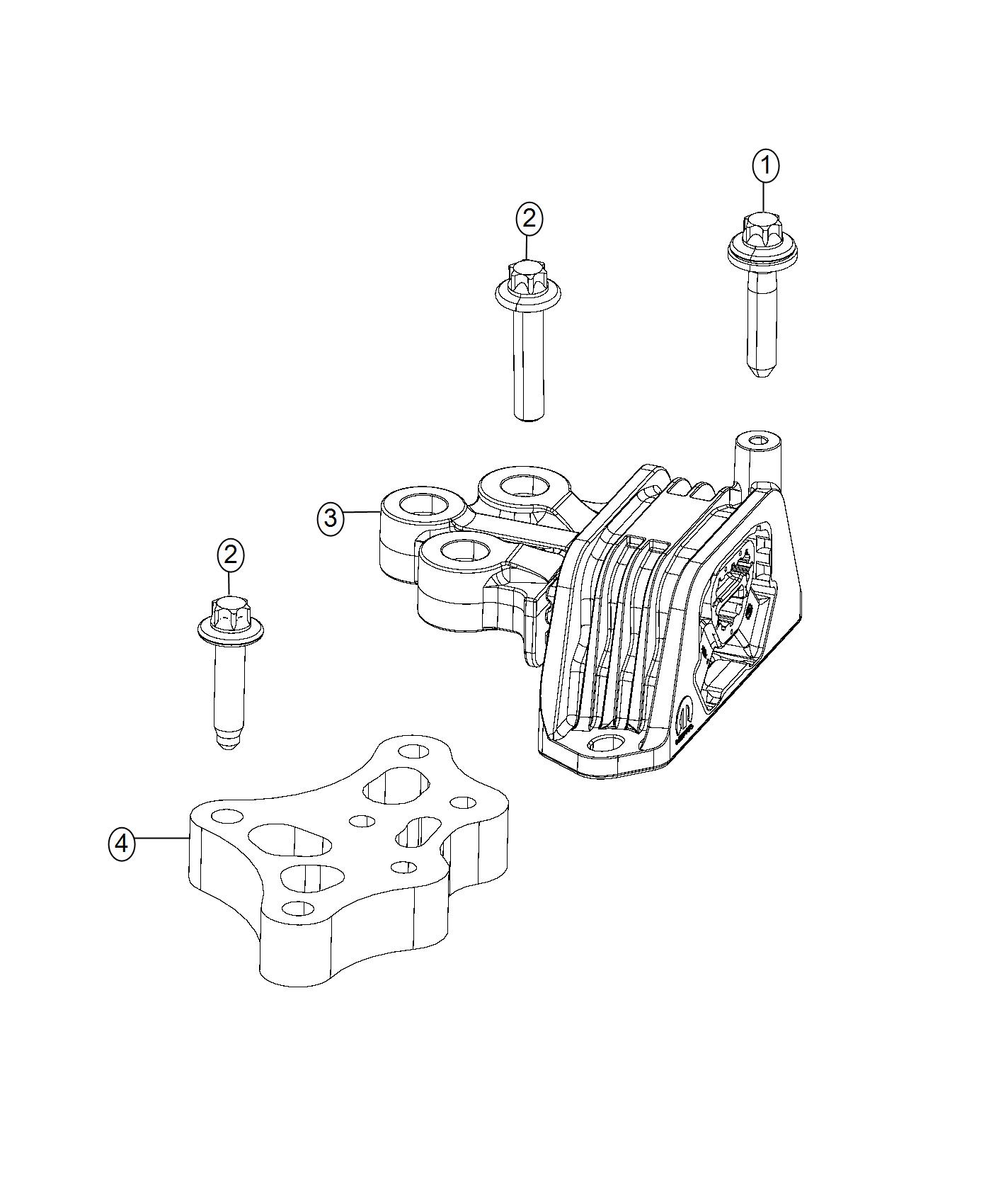 Diagram Engine Mounting Left Side 1.4L Turbocharged [1.4L I4 MultiAir Turbo Engine]. for your Fiat 500X  