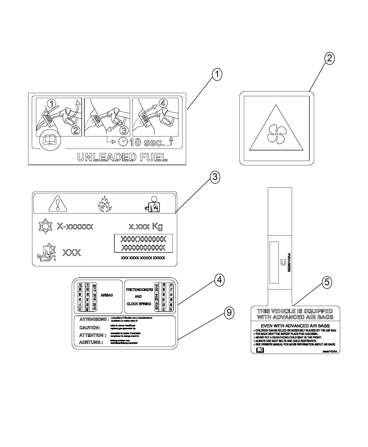 Diagram Interior Labels. for your Fiat 500X  