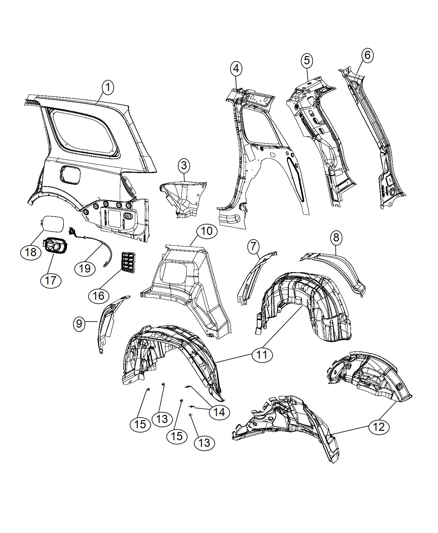 Quarter Panel and Fuel Filler Door. Diagram