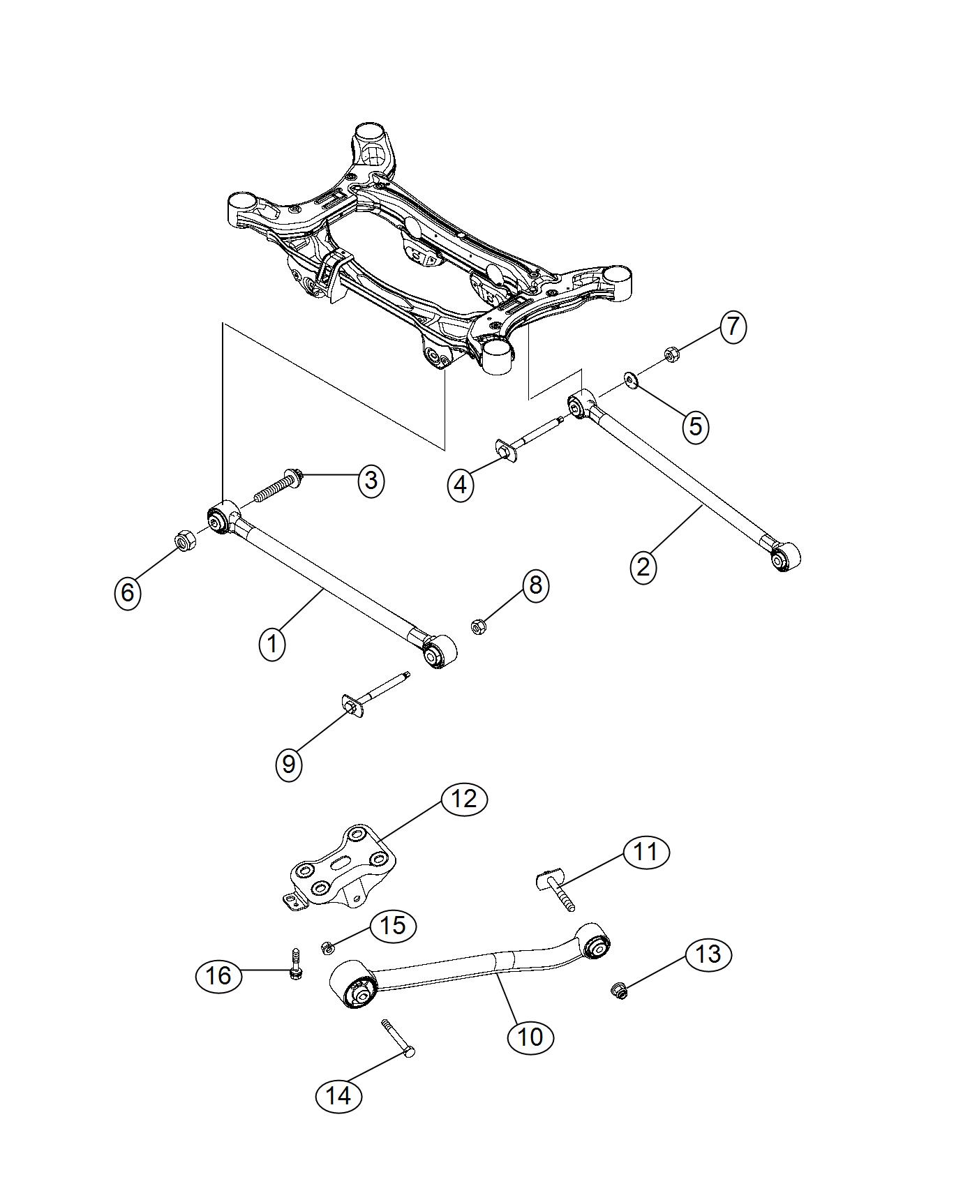 Diagram Crossmember, Links Rear Suspension 4X4. for your 2001 Chrysler 300  M 