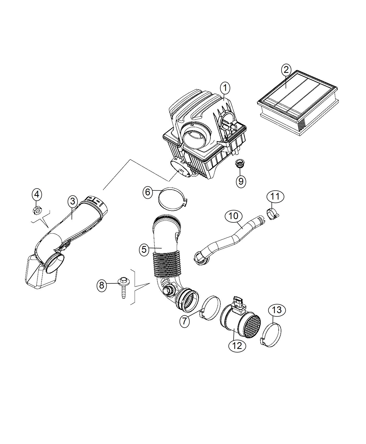 Diagram Air Cleaner, 1.6L Diesel [1.6L I4 B Eco Turbo Diesel Engine]. for your 1999 Chrysler 300  M 