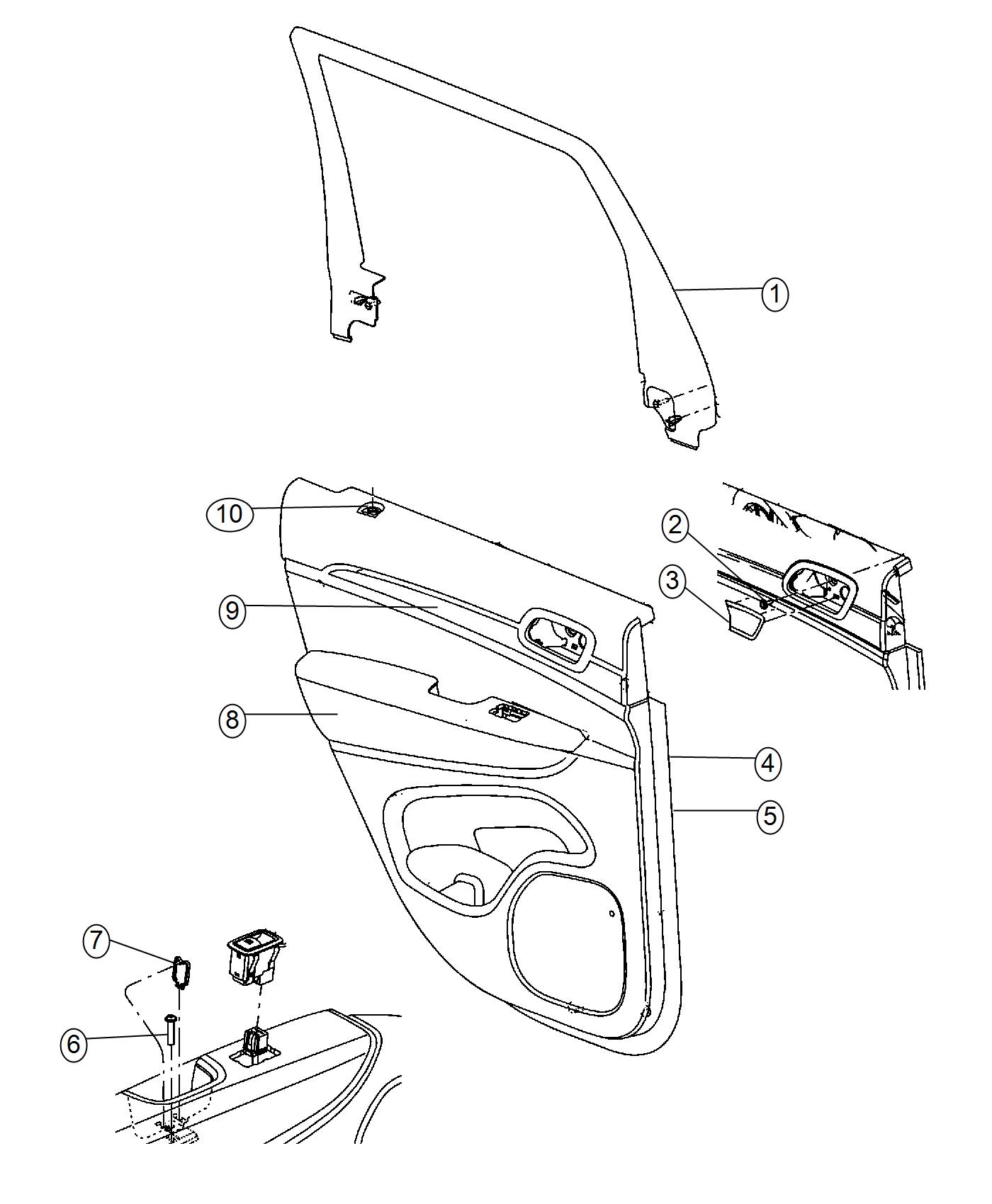 Diagram Rear Door Trim Panels. for your 2003 Jeep Grand Cherokee   