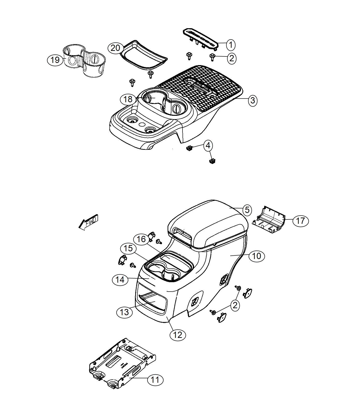 Diagram Floor Console Rear. for your Dodge