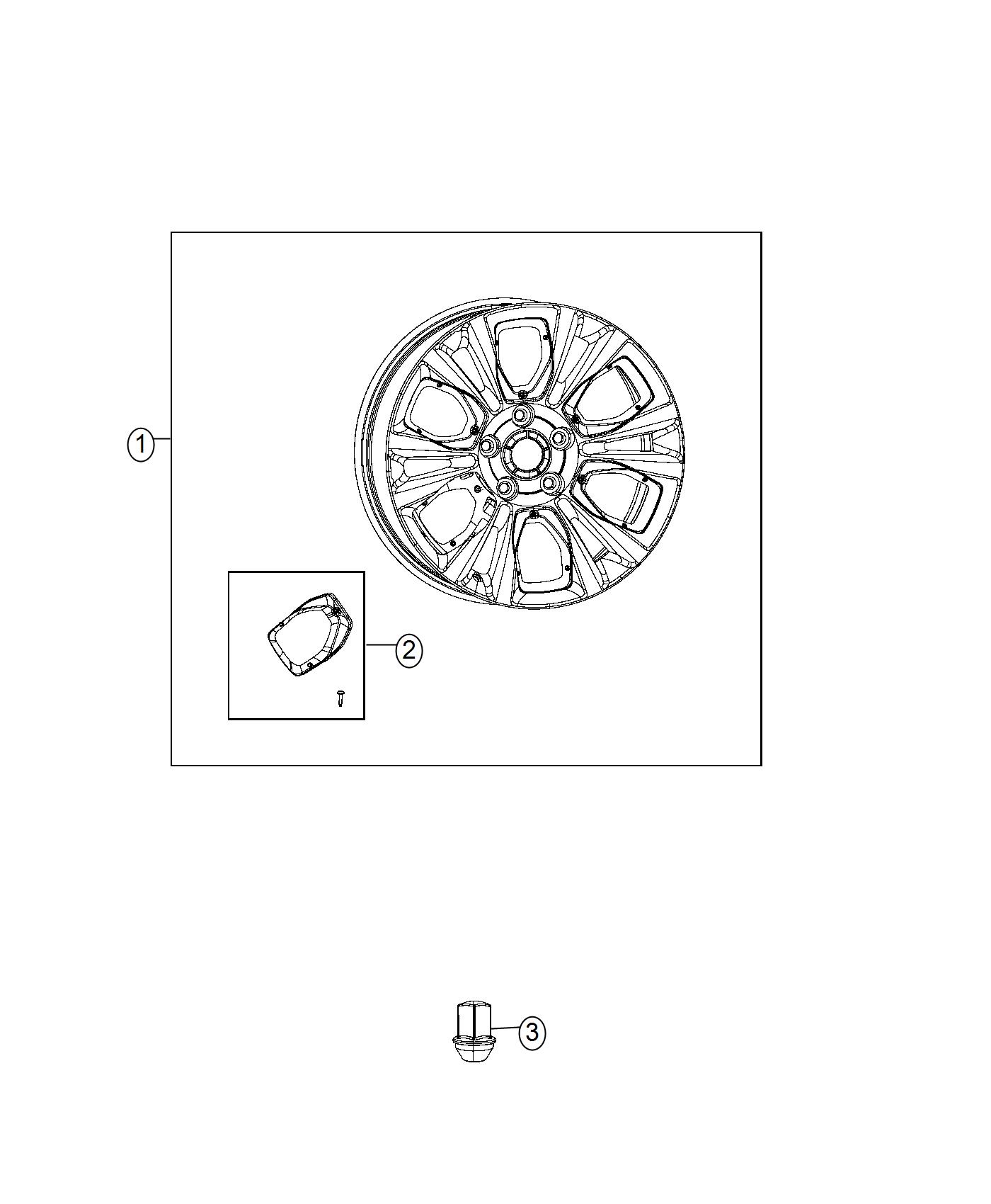 Diagram Wheels, Hardware and Insert [20X9.0 Aluminum Chrome Clad Wheels],[20X8.0 Polished Aluminum Wheels],[20X9.0 Alum Paint/Chrome Inserts Whl]. for your 2023 Dodge Charger   