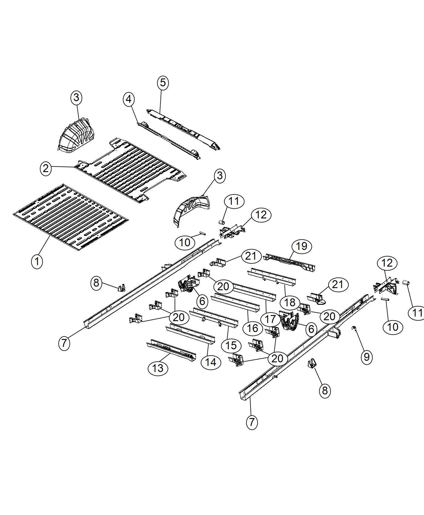 Floor Pan Rear 136 Wheel Base. Diagram