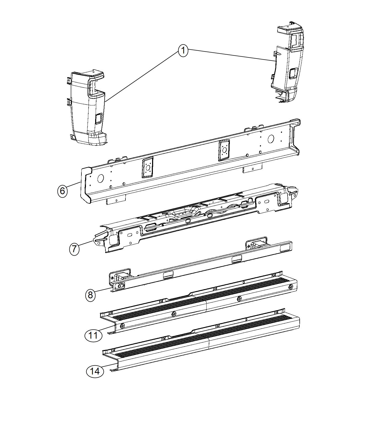 Diagram Rear Bumper, Fascia. for your Ram