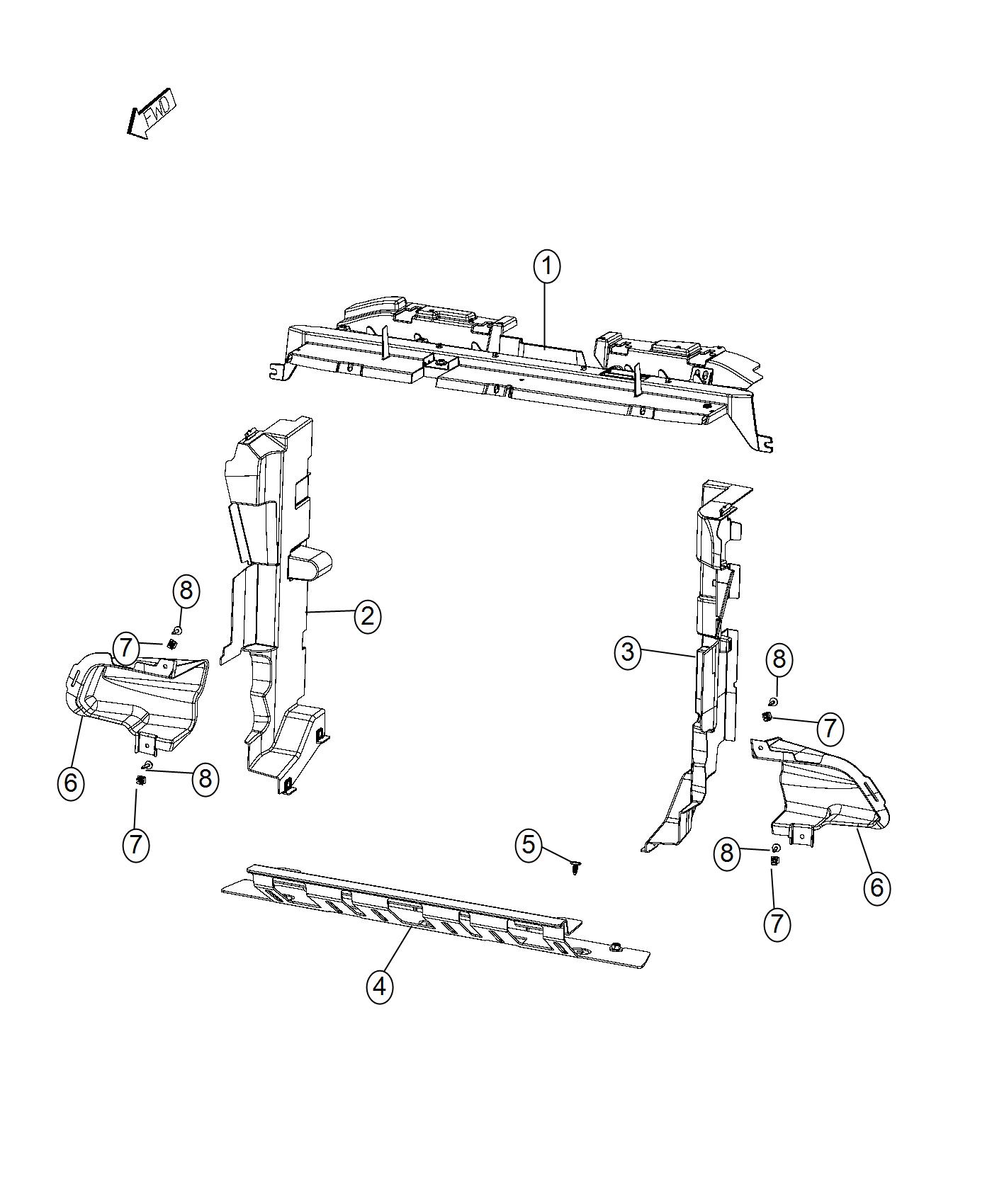Diagram Radiator Shields, Seals, Baffles. for your 2020 Jeep Cherokee   