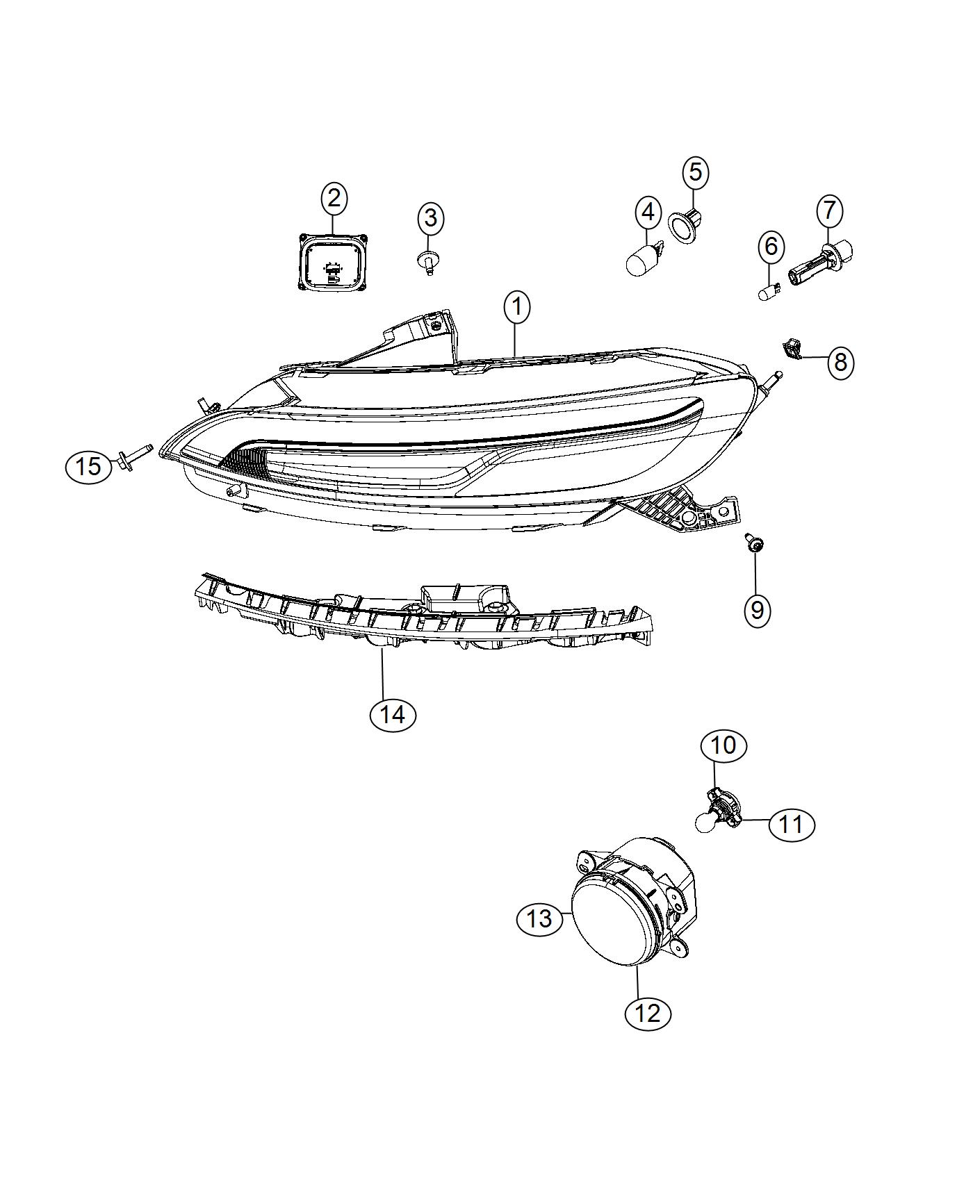 Diagram Lamps, Front. for your Jeep