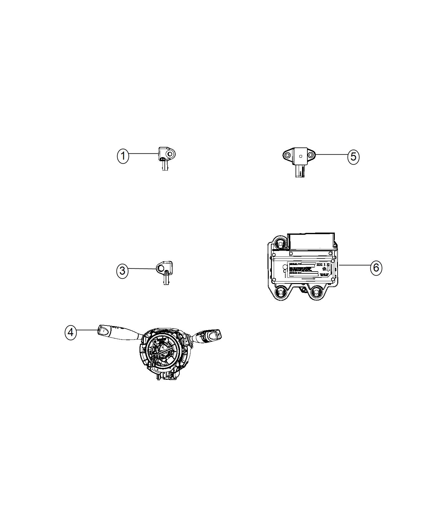 Air Bag Modules , Impact Sensors and Clock Spring. Diagram