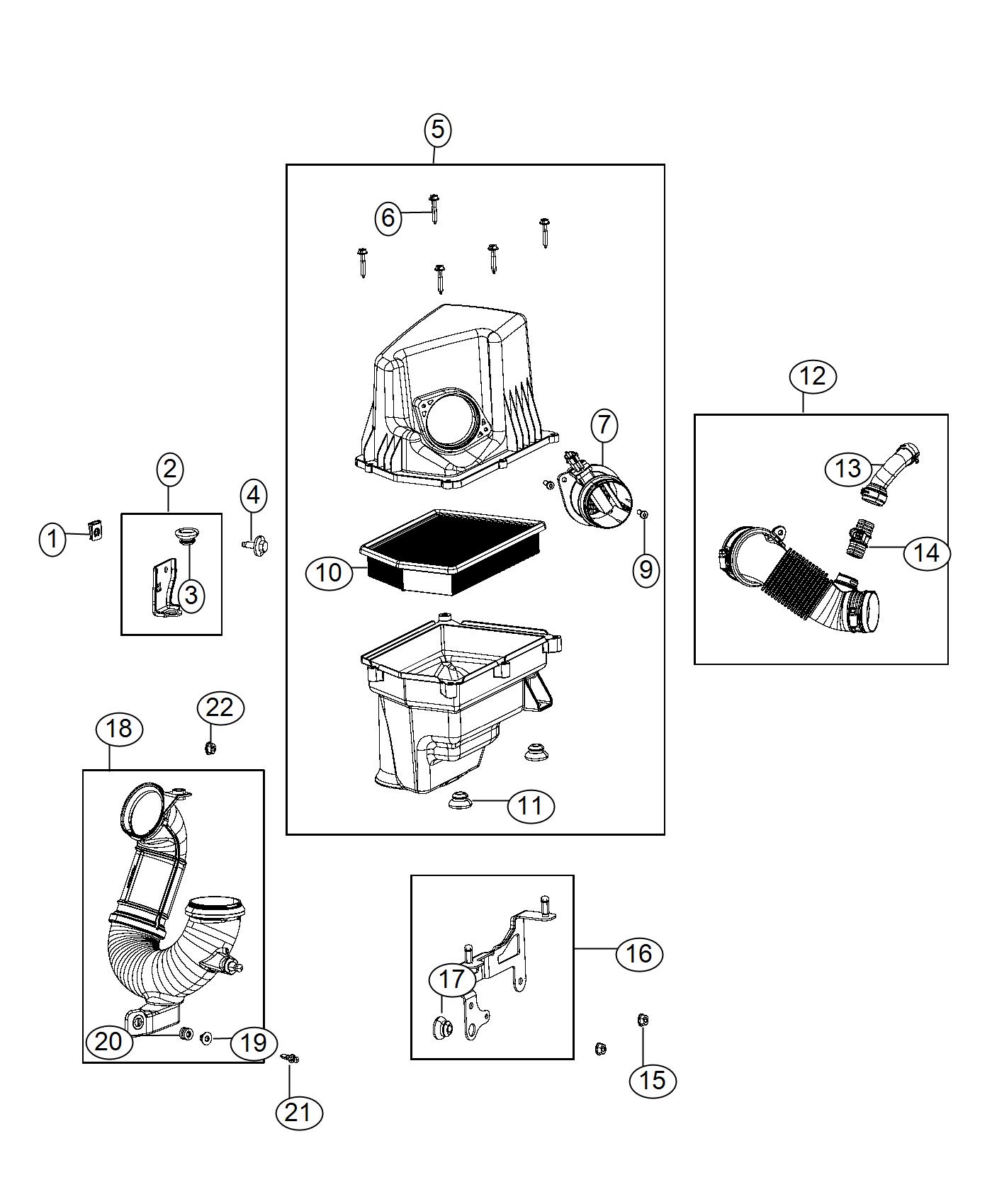 Diagram Air Cleaner 2.0L Diesel [2.0L I4 Turbo Diesel Engine w/ ESS], 2.2L Diesel [2.2L I4 Turbo Diesel Engine w/ ESS]. for your 1999 Chrysler 300  M 