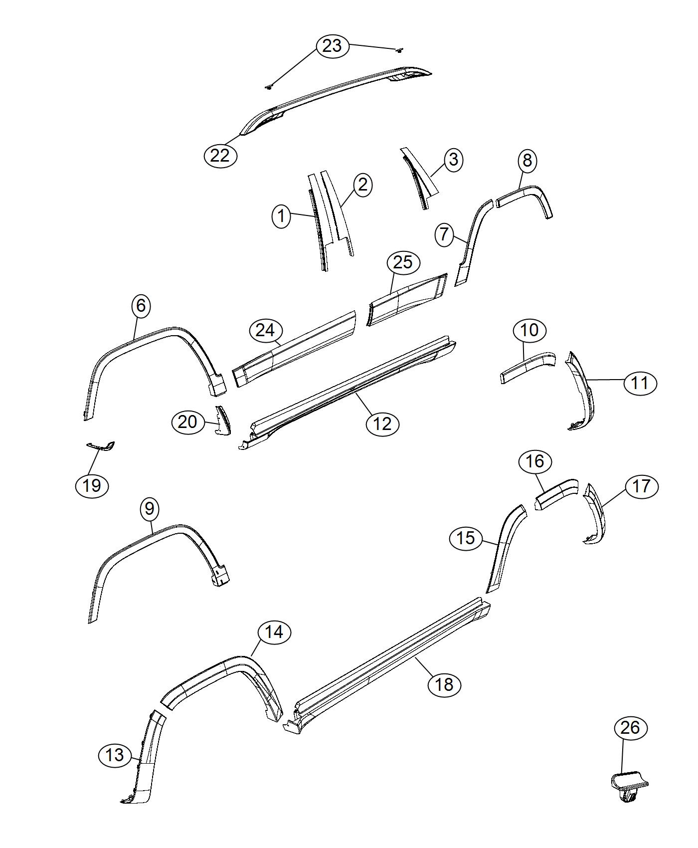 Diagram Exterior Ornamentation. for your Jeep Cherokee  