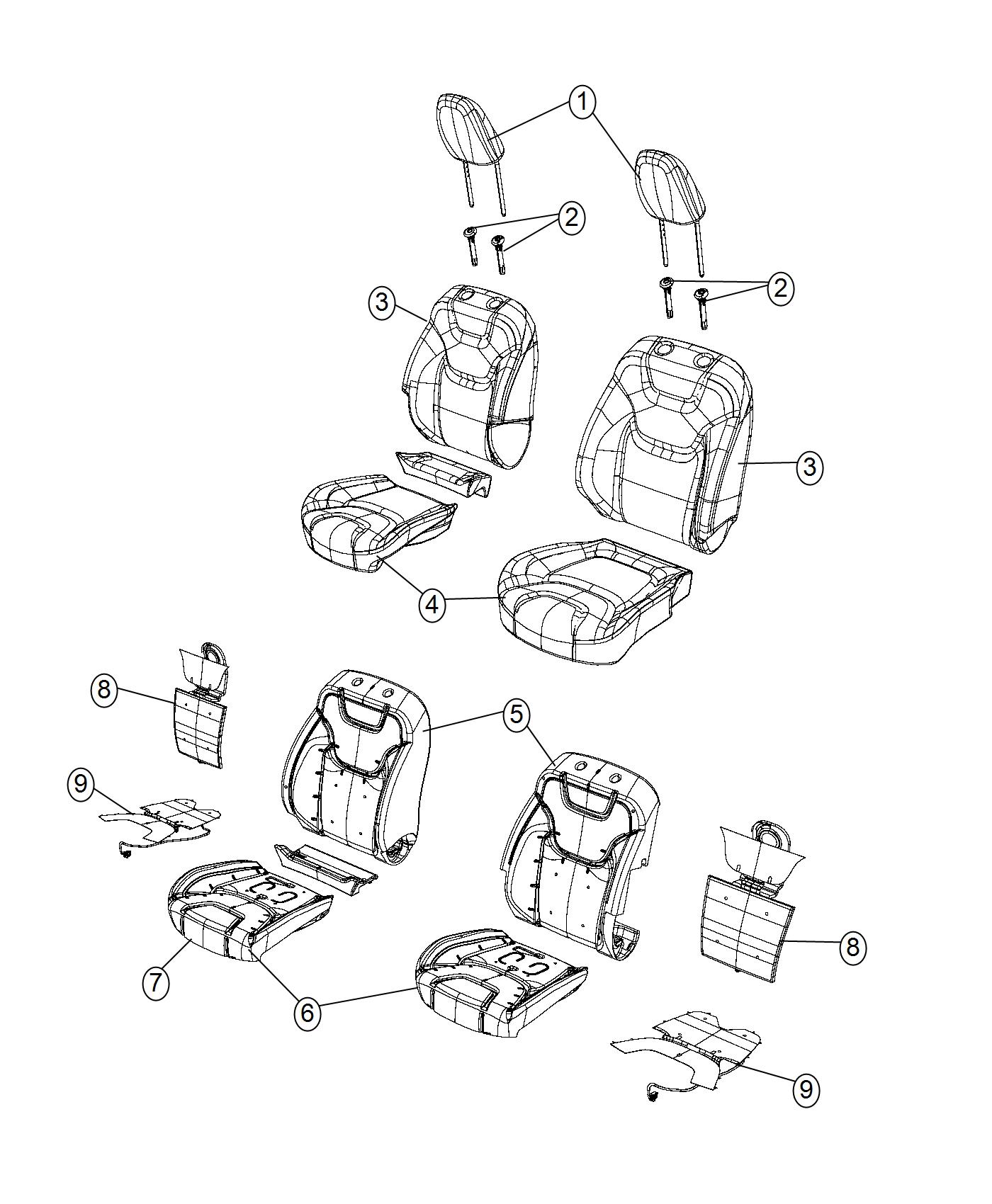 Diagram Front Seat - Bucket - Trim Code [BL]. for your 2000 Chrysler 300  M 