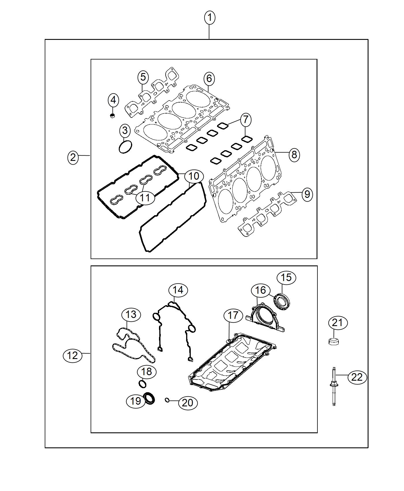 Diagram Engine Gasket/Install Kits 6.4L [6.4L V8 SRT HEMI MDS Engine]. for your 2002 Chrysler 300 M  