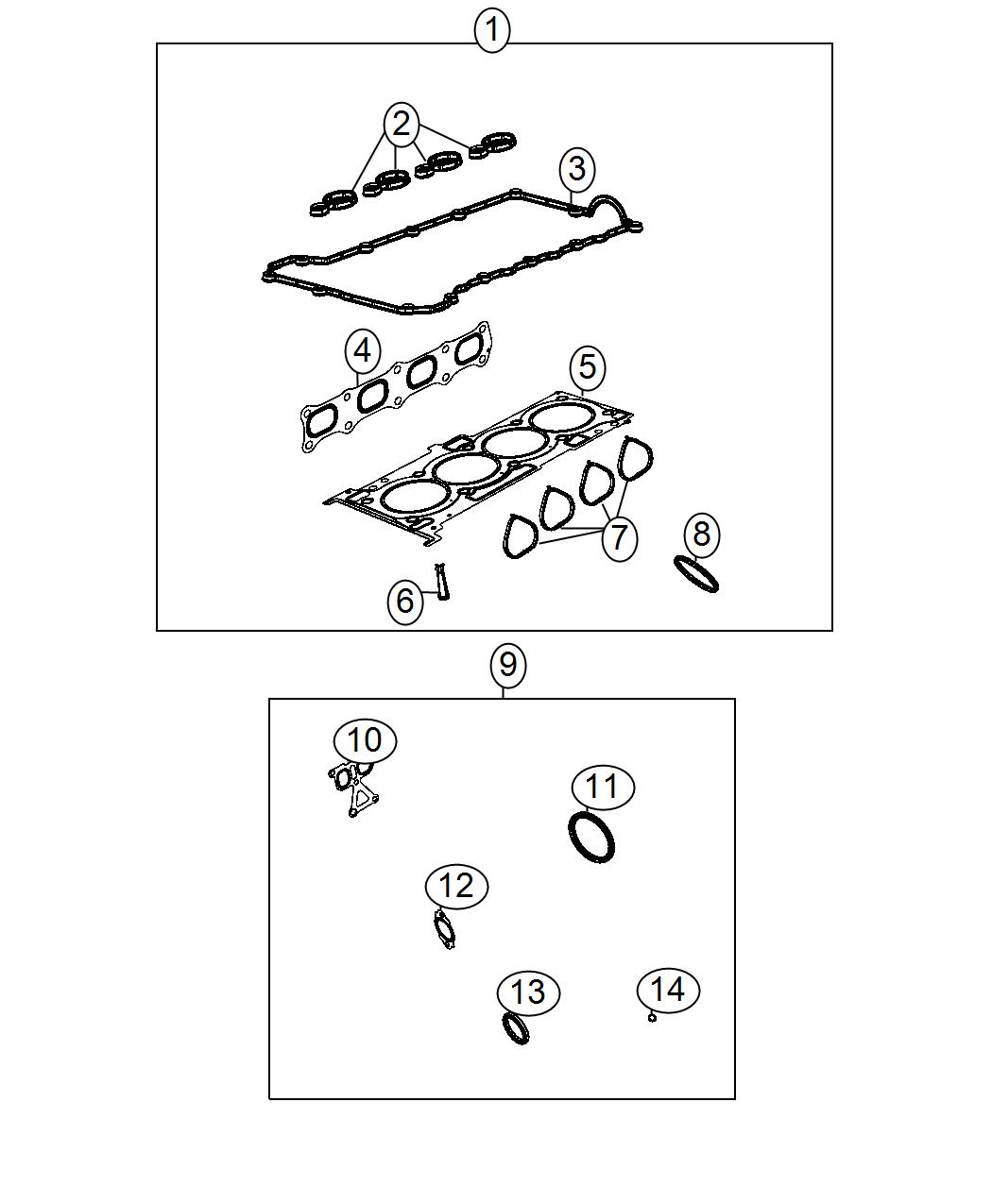 Diagram Engine Gasket Kits 2.4L [2.4L I4 MultiAir Engine w/ ESS]. for your Jeep