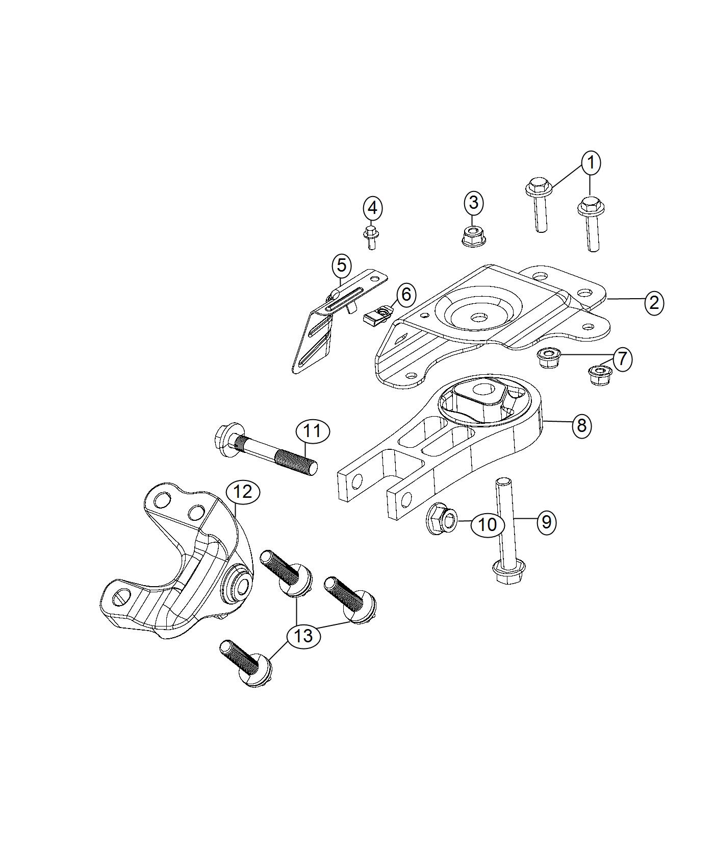 Diagram Engine Mounting Front/Rear 2.4L [2.4L I4 MultiAir Engine]. for your 2000 Chrysler 300  M 