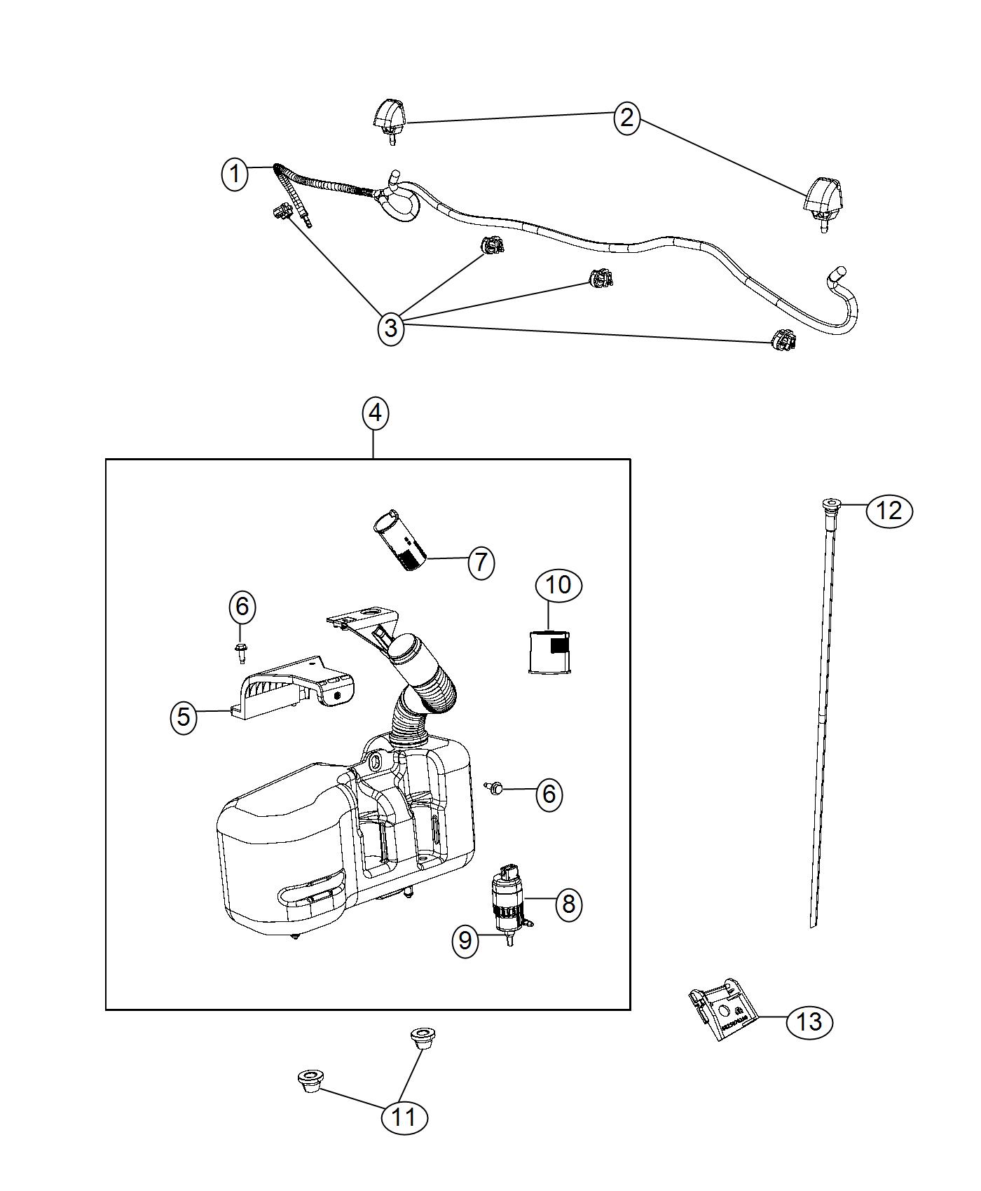 Front Washer System. Diagram