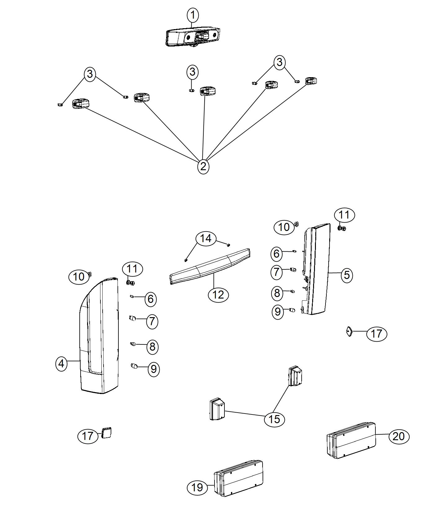 Diagram Lamps, Rear. for your 2016 Ram 2500   