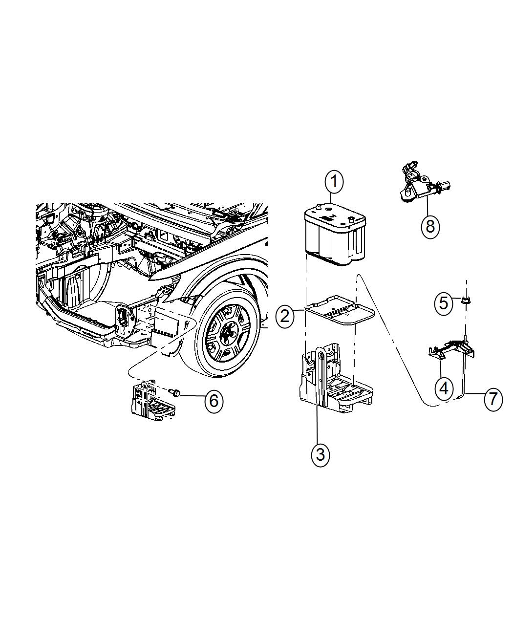 Diagram Battery Tray and Support. for your Dodge Journey  