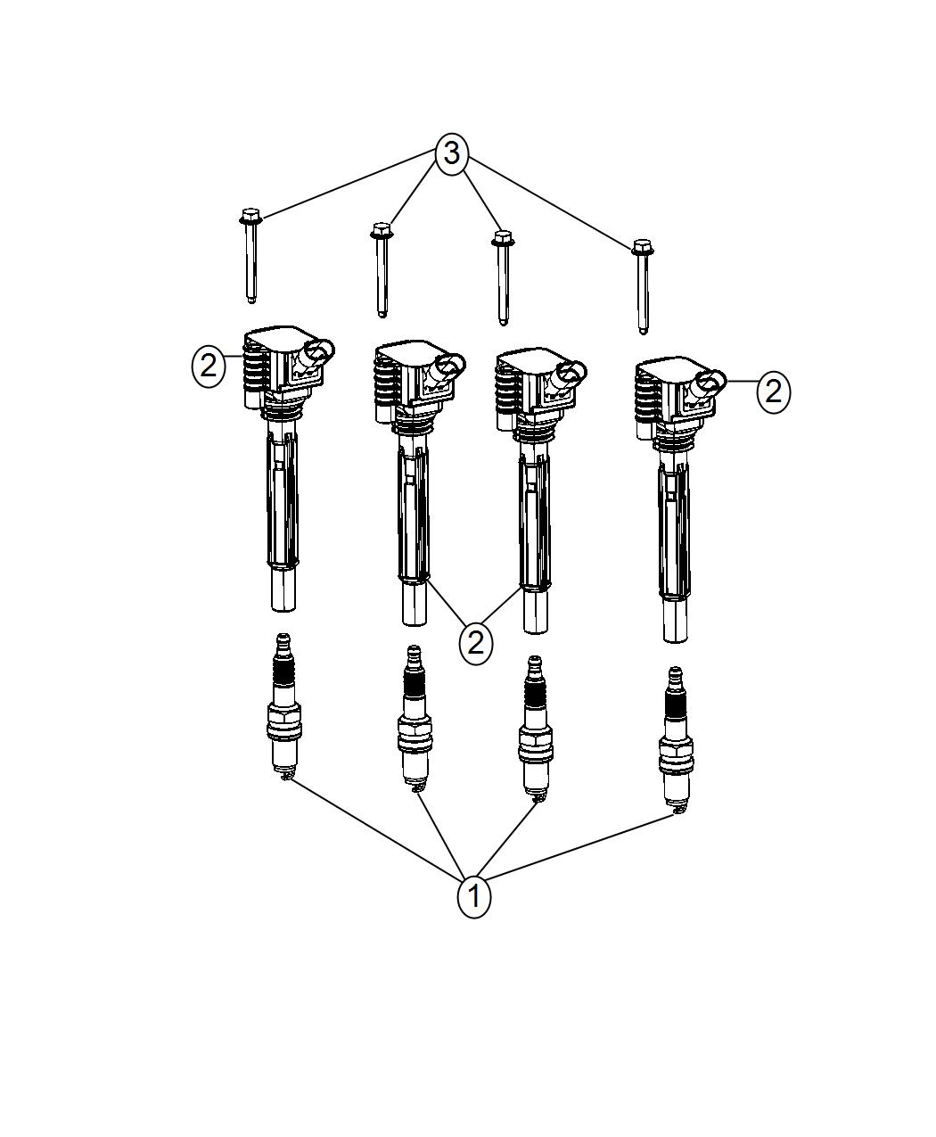 Diagram Spark Plugs and Ignition Coil. for your 2017 Fiat 500   