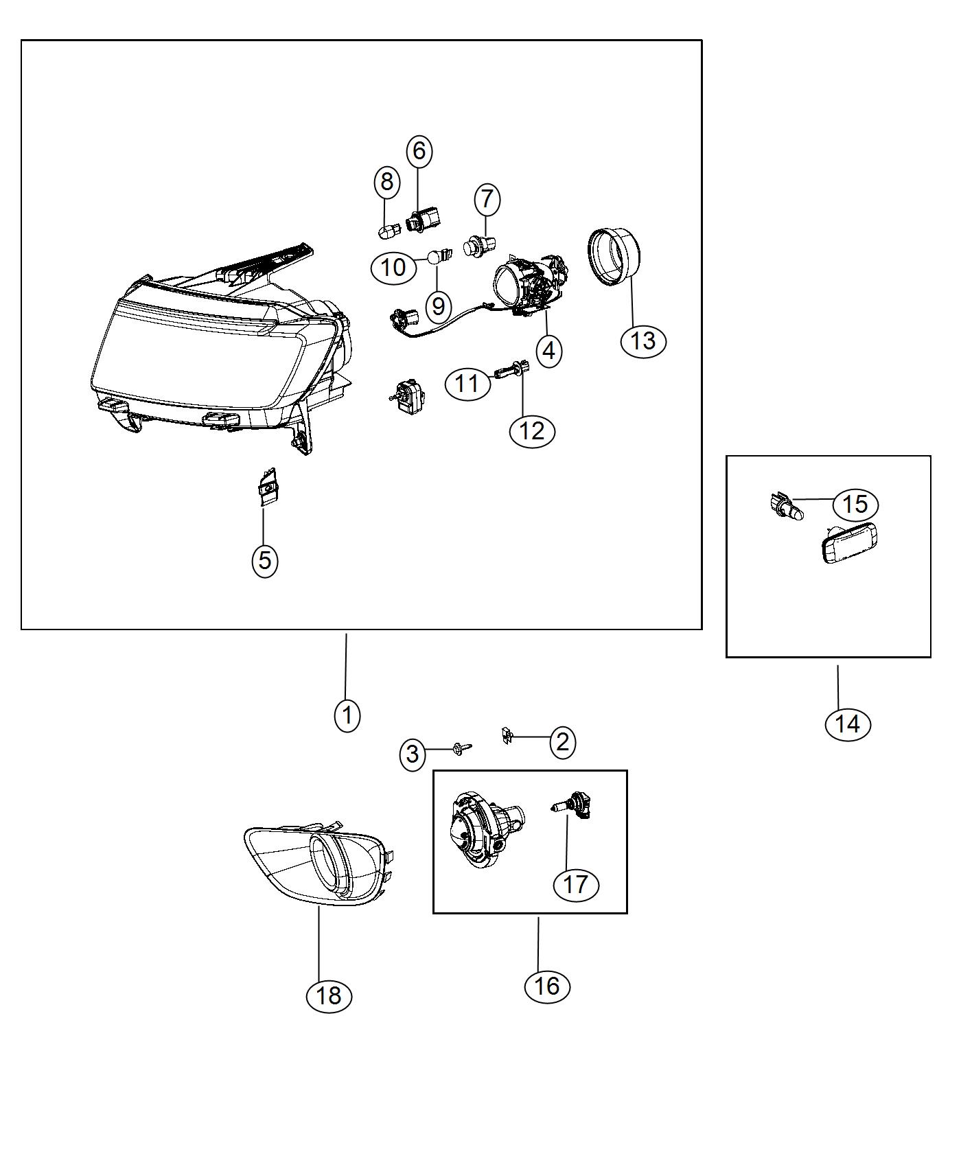 Diagram Lamps, Front, Model 49. for your Jeep