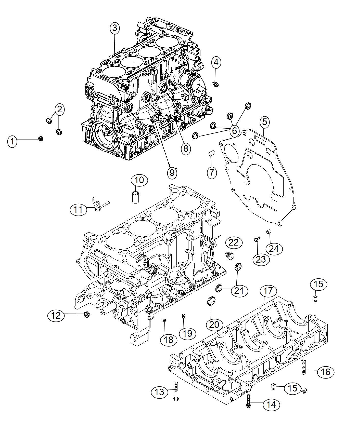 Diagram Cylinder Block And Hardware 3.0L Diesel [3.0L I4 Turbo Diesel Engine]. for your Ram