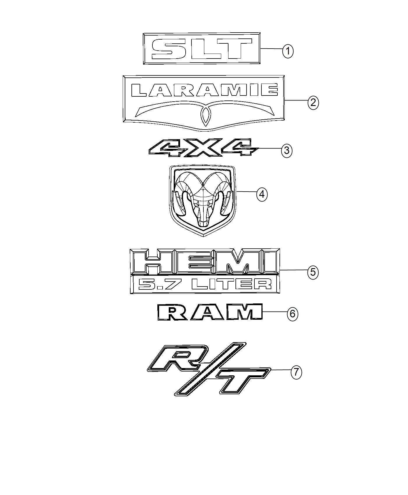 Nameplates, Emblems and Medallions. Diagram