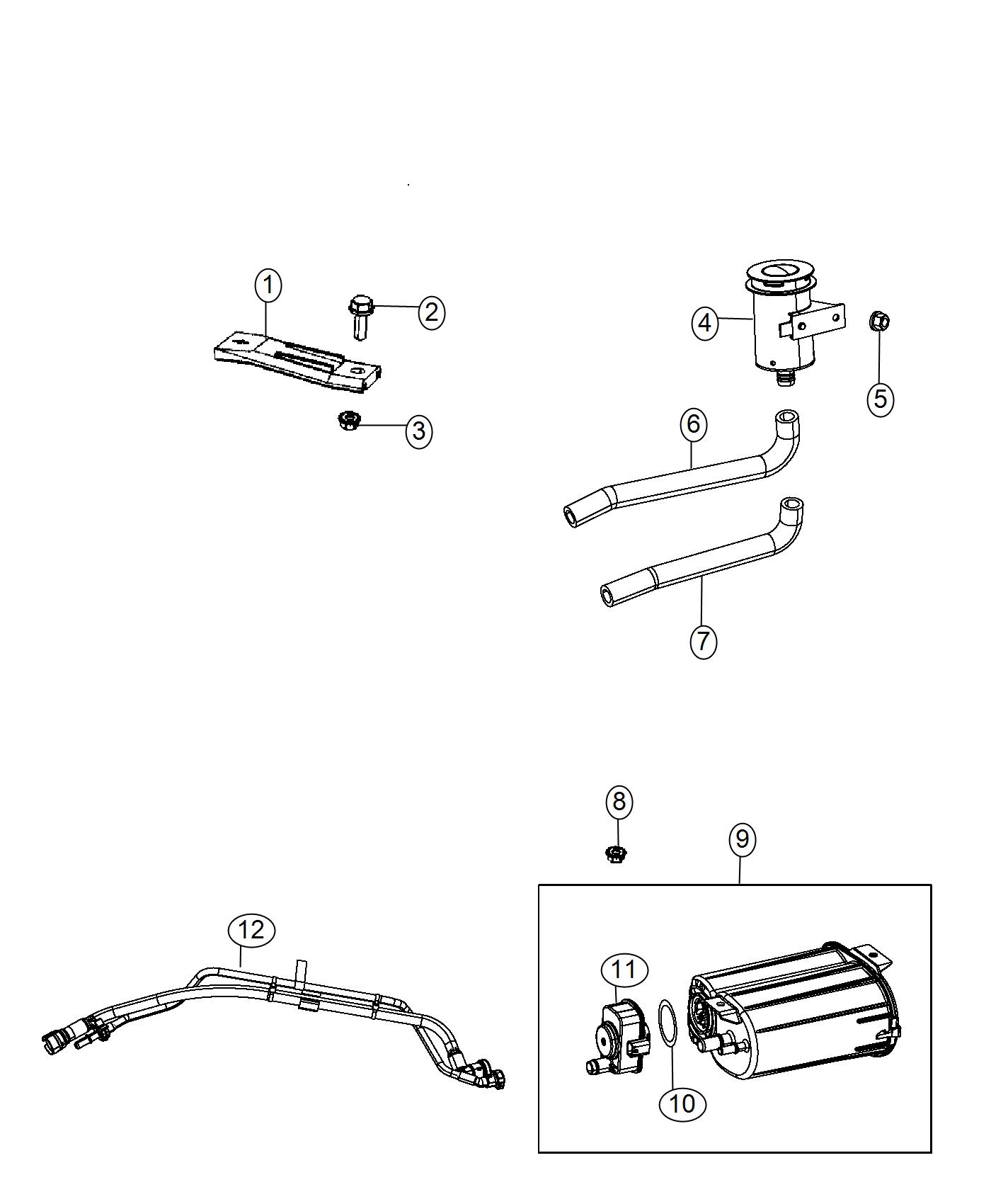 Diagram Vapor Canister and Leak Detection Pump. for your Jeep Wrangler  