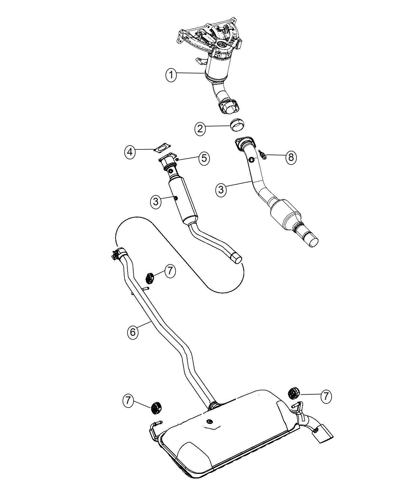 Exhaust System [2.0L I4 DOHC 16V E22 VVT Engine],[2.0L I4 DOHC 16V Dual VVT Engine] 2.4L [2.4L I4 DOHC 16V Dual VVT Engine]. Diagram