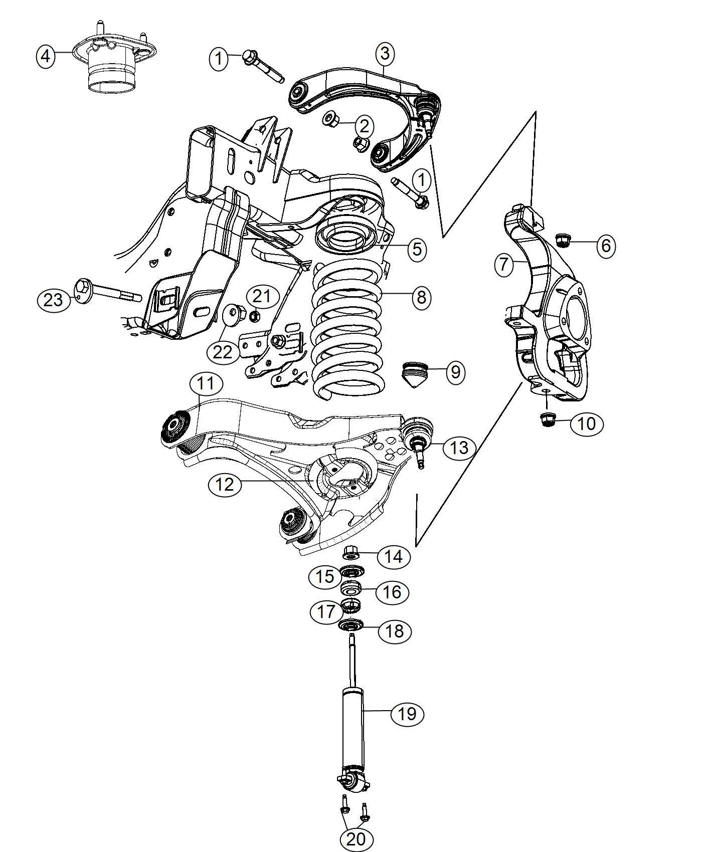 Diagram Suspension, Front, DX 1, 6. for your 2003 Chrysler 300  M 