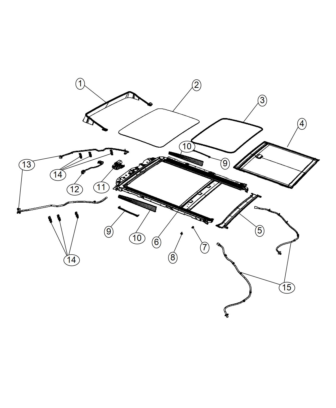 Diagram Sunroof and Related Parts. for your 2000 Chrysler 300  M 