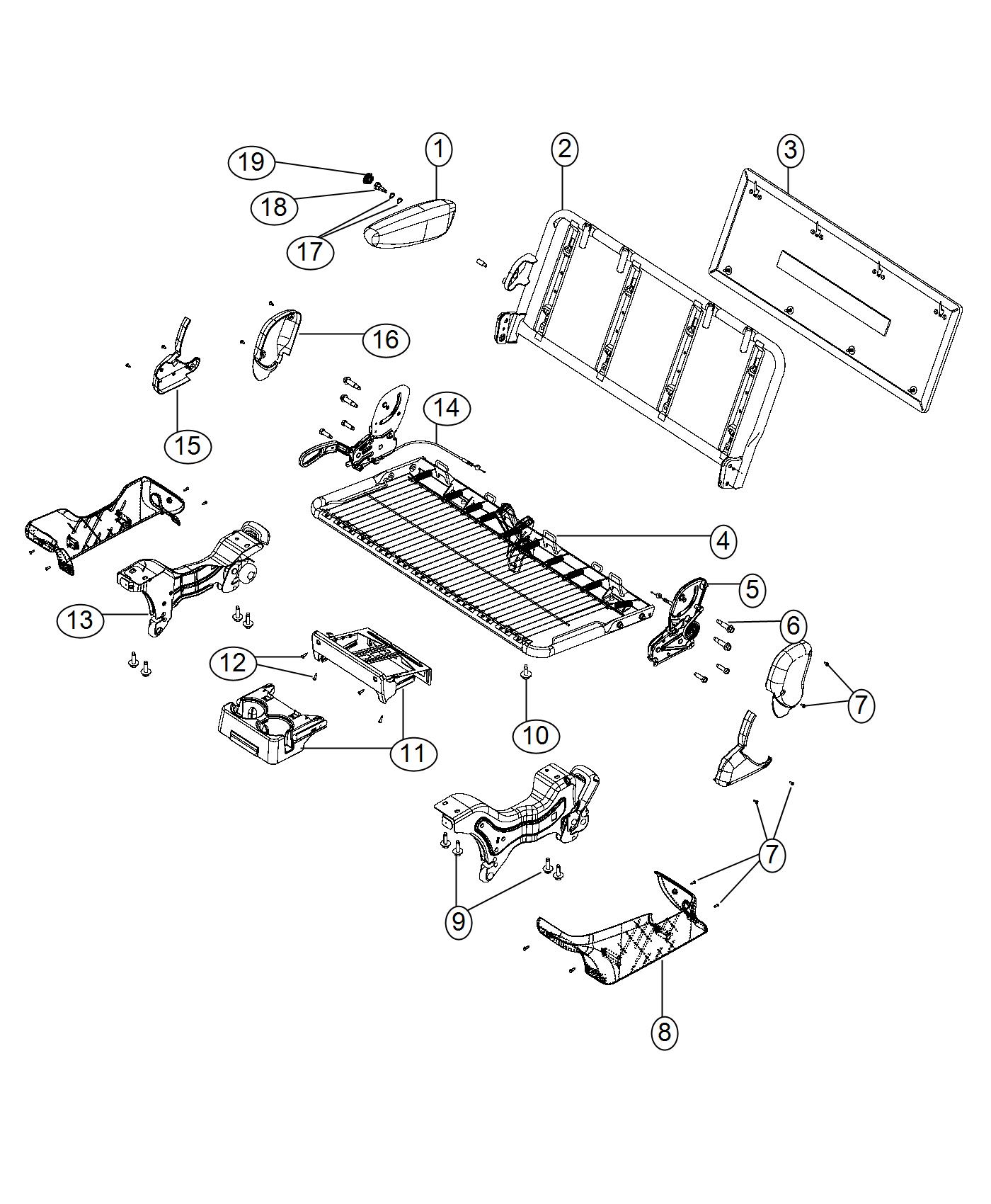 Diagram Second Row - Bench. for your 2000 Chrysler 300 M  