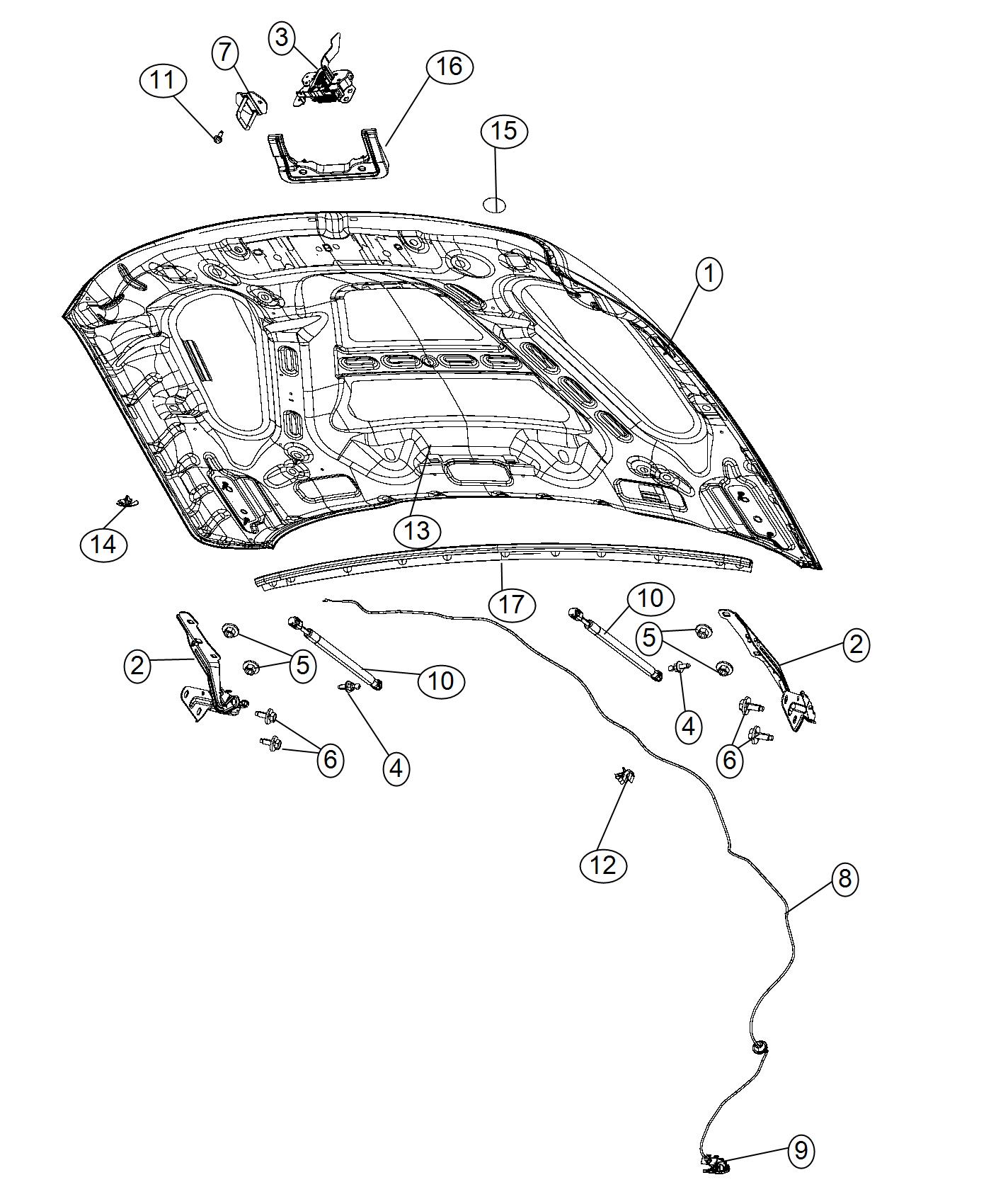 Diagram Hood and Related Parts. for your 2003 Chrysler 300  M 