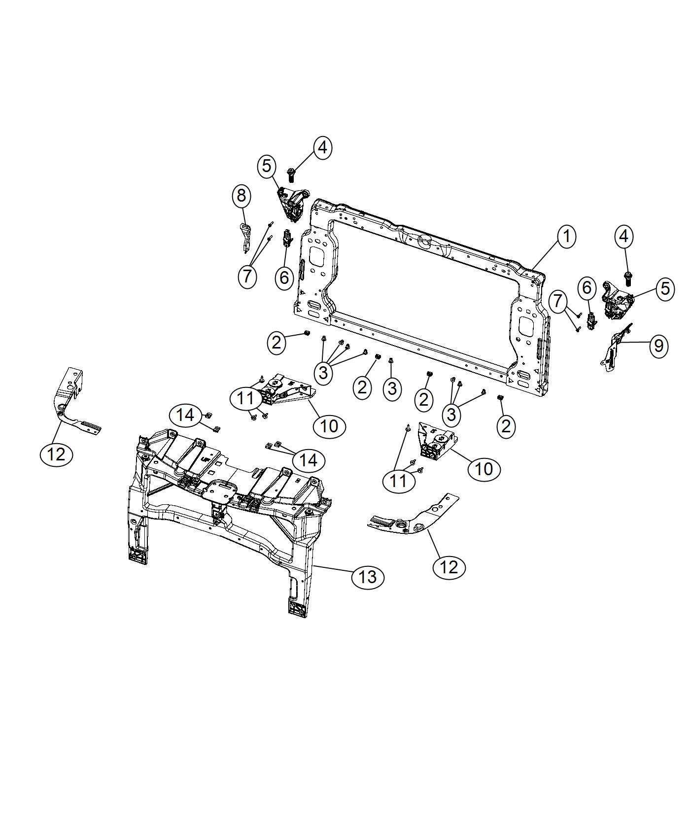 Diagram Radiator Support. for your Chrysler 200  