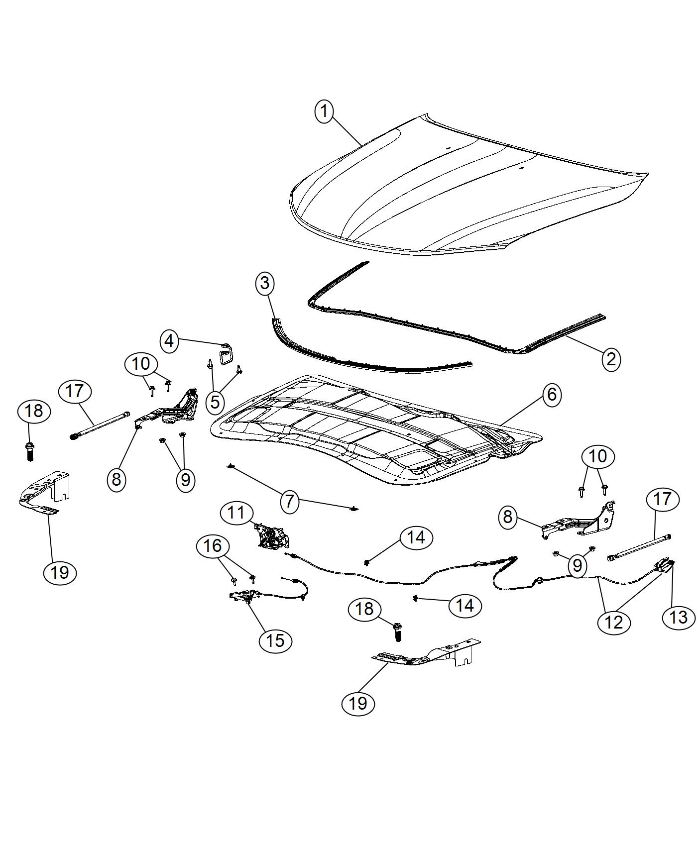 Hood and Related Parts. Diagram