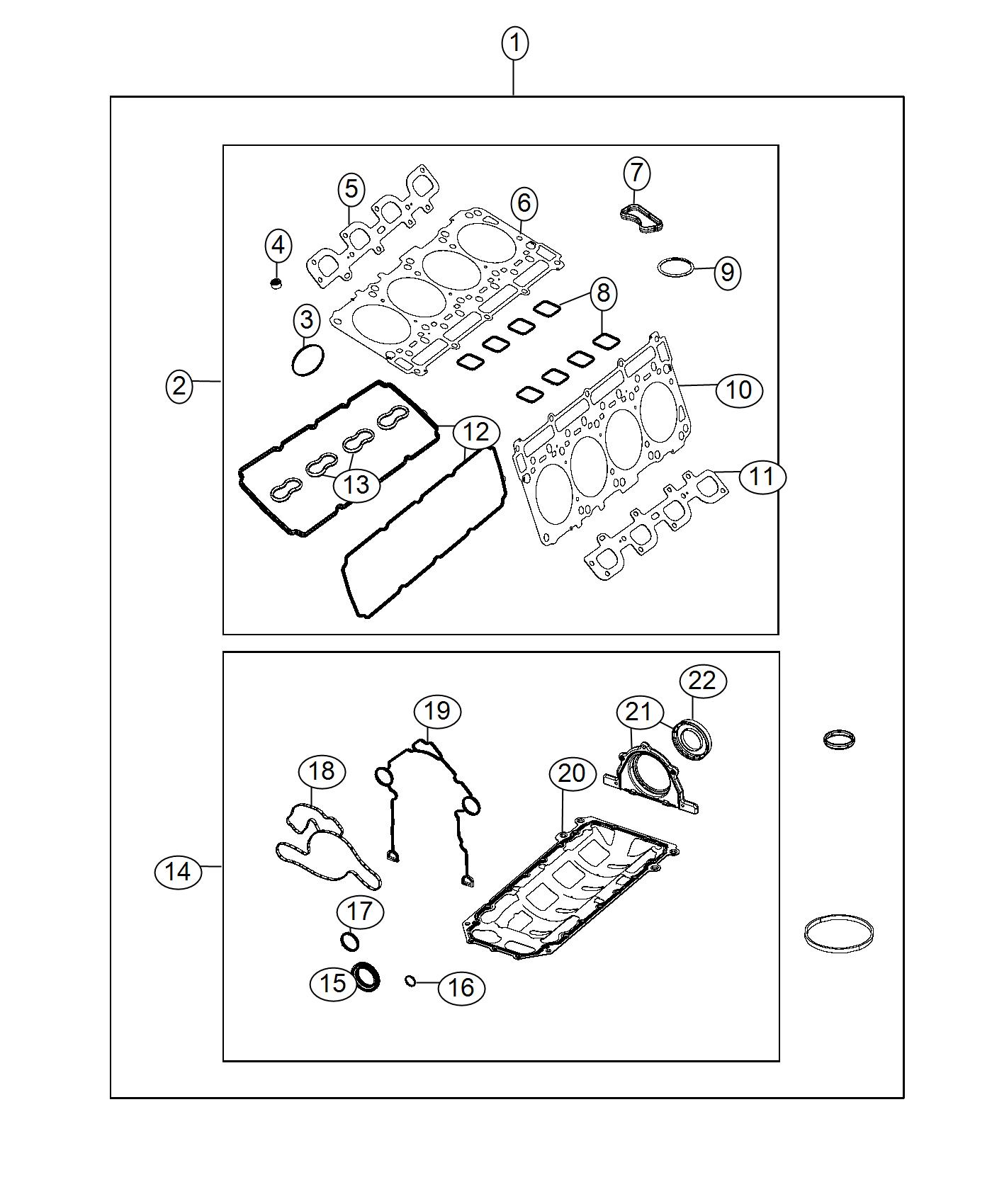 Diagram Engine Gasket/Install Kits 5.7L [5.7L V8 HEMI MDS VCT Engine]. for your 2011 Ram 1500 5.7L HEMI V8 4WD Classic Tradesman Crew Cab 