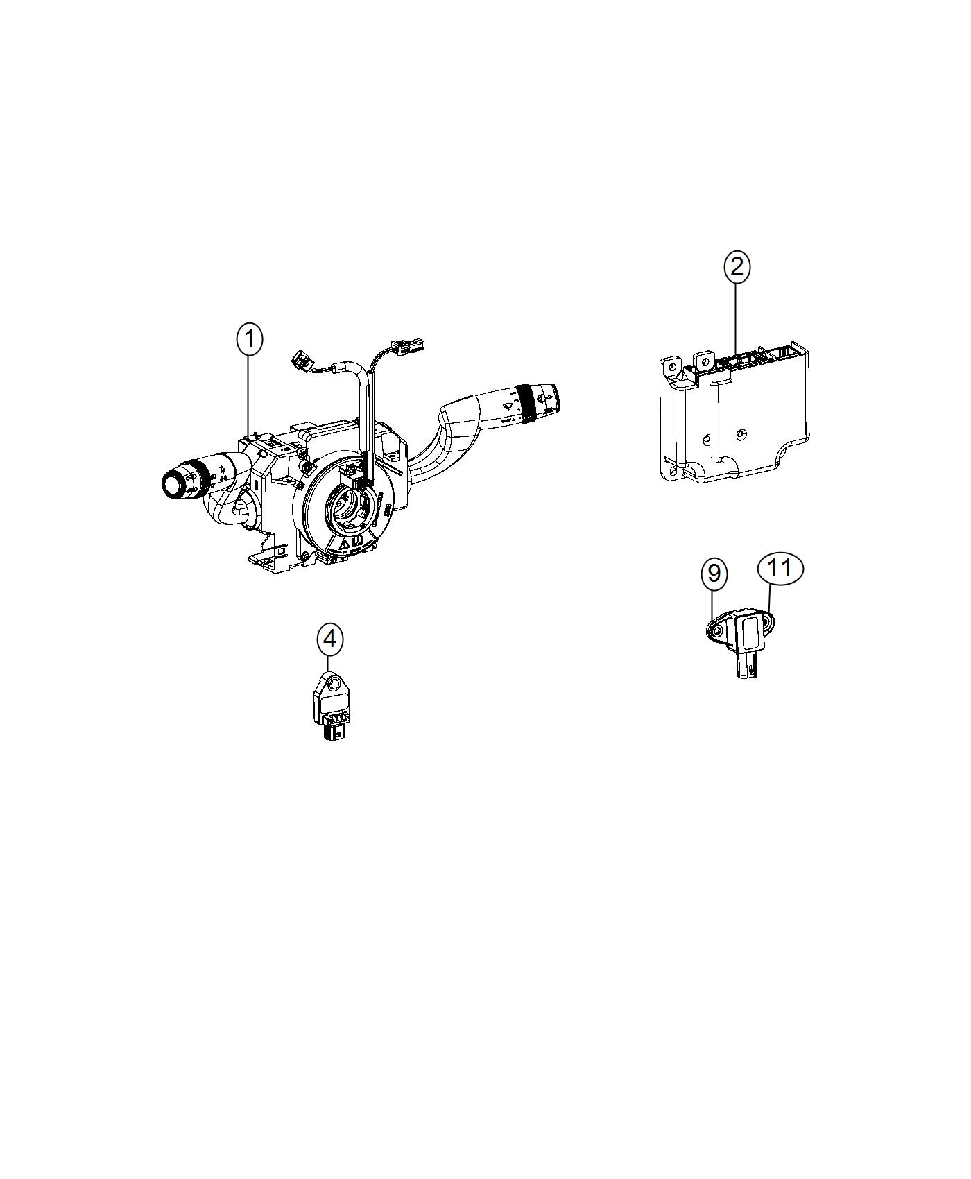 Diagram Air Bag Modules , Impact Sensors and Clocksprings. for your Ram ProMaster  