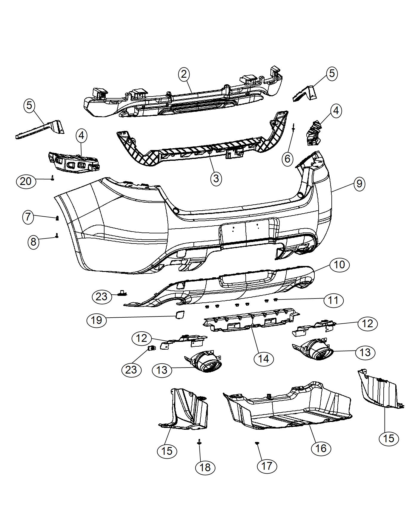 Diagram Fascia, Rear. for your Dodge Dart  